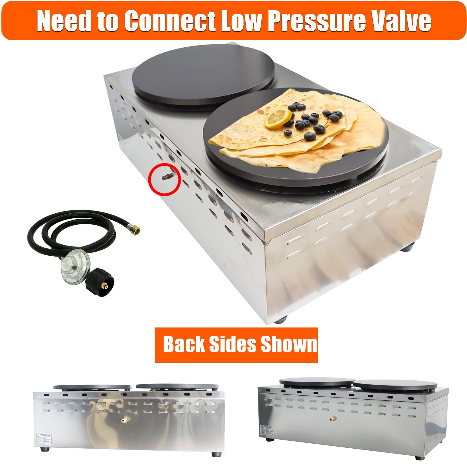 2800Pa LPG Commercial Crepe Maker - 15.7