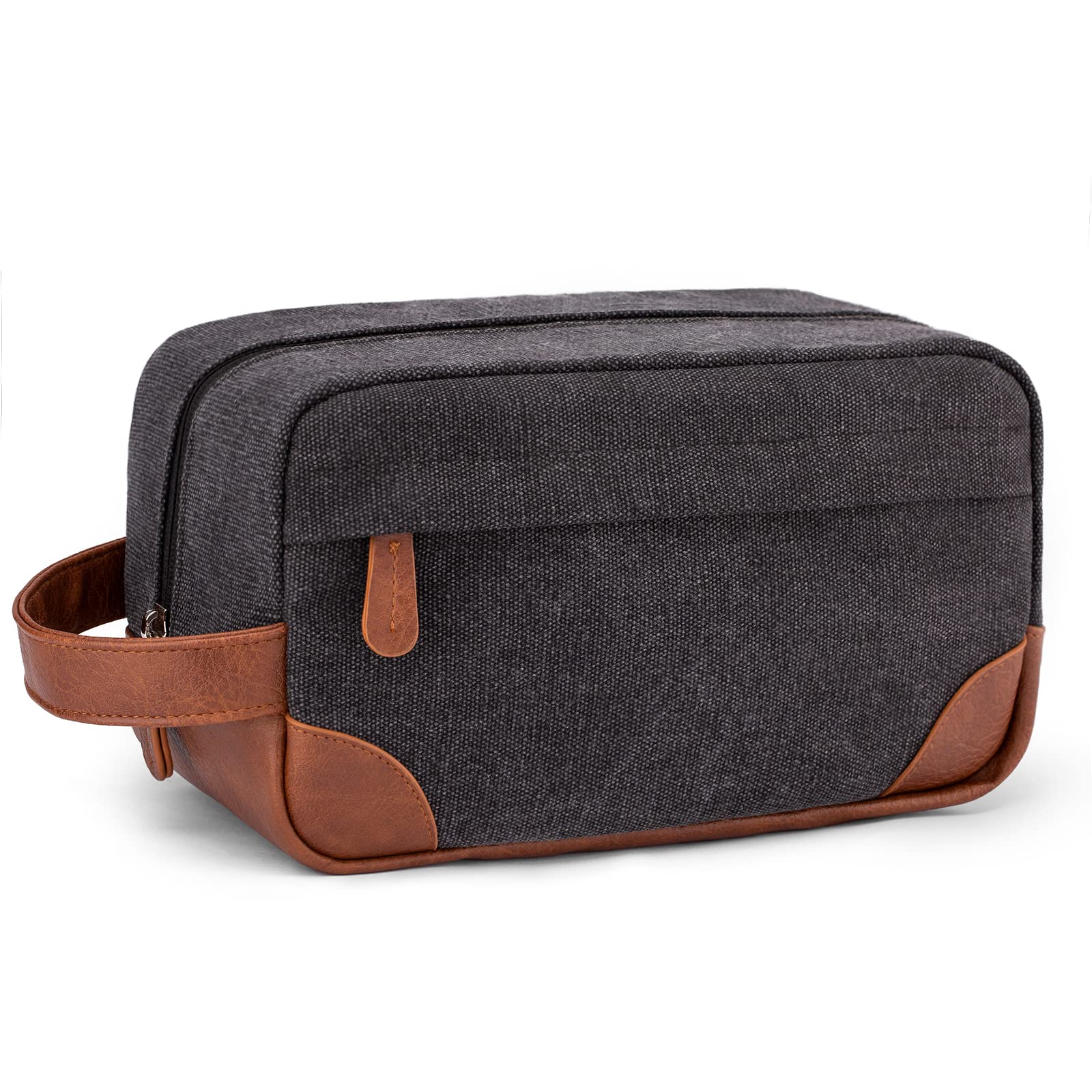 Vorspack Hanging Toiletry Bag for Men - Water Resistant Canvas Dopp Kit with Large Capacity, Travel Shaving Organizer (Dark Grey) - Perfect for Camping, Gym & Business Trips