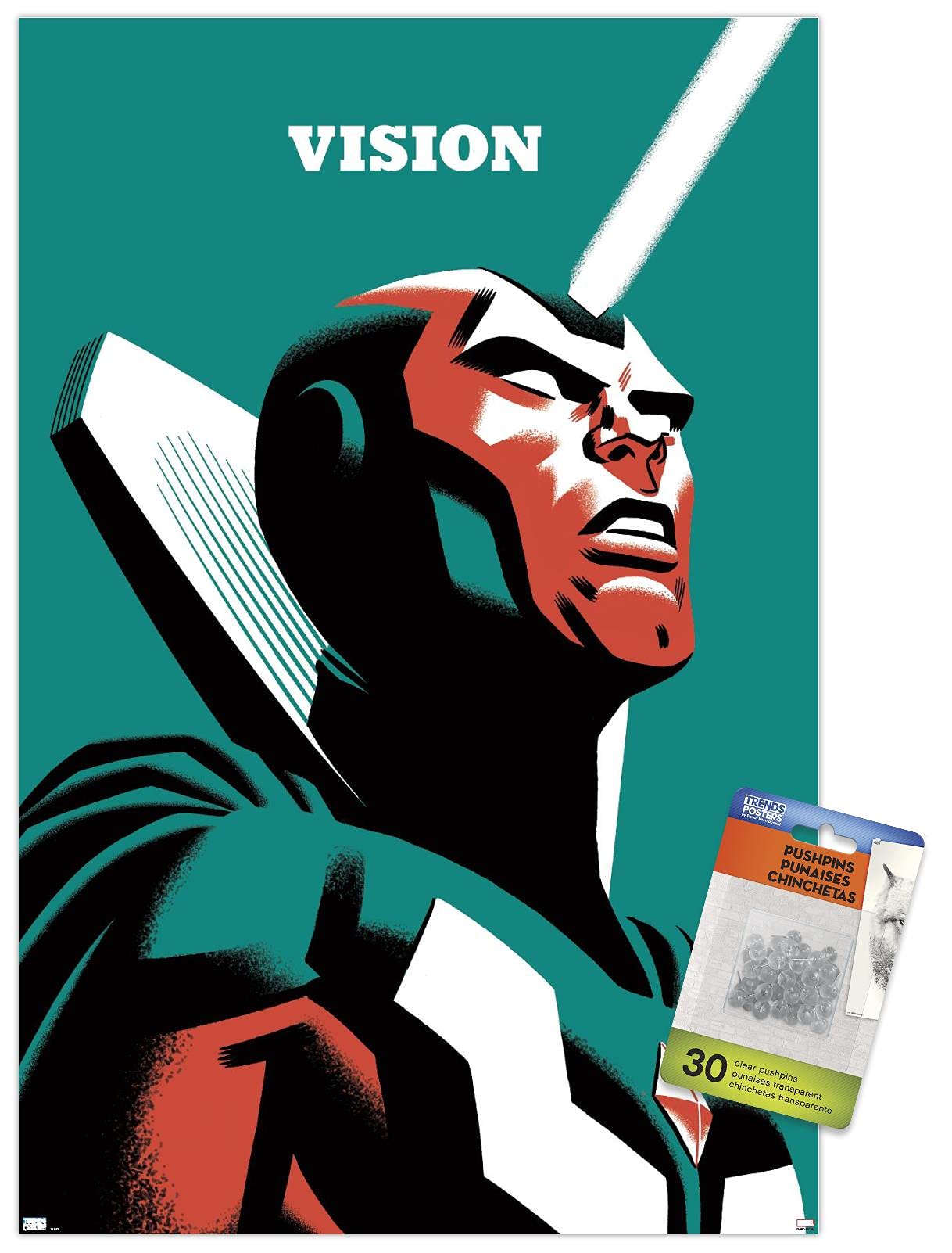 Marvel Comics Vision #4 Wall Poster with Push Pins - Premium Superhero Home & Office Decor for Marvel Fans
