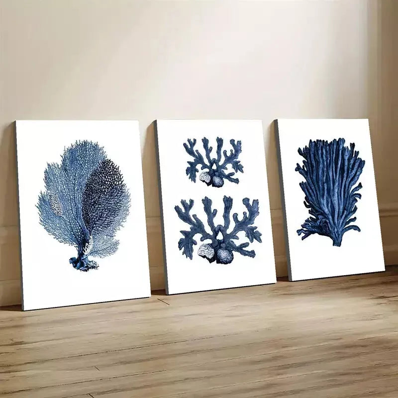 3-Piece Marine Plants Wall Art Set - Framed Canvas 50x70cm (19.7x27.6in) - High Quality Print - 100% Australian Made - Ready to Hang - Perfect for Living Room, Bedroom & Office Decor