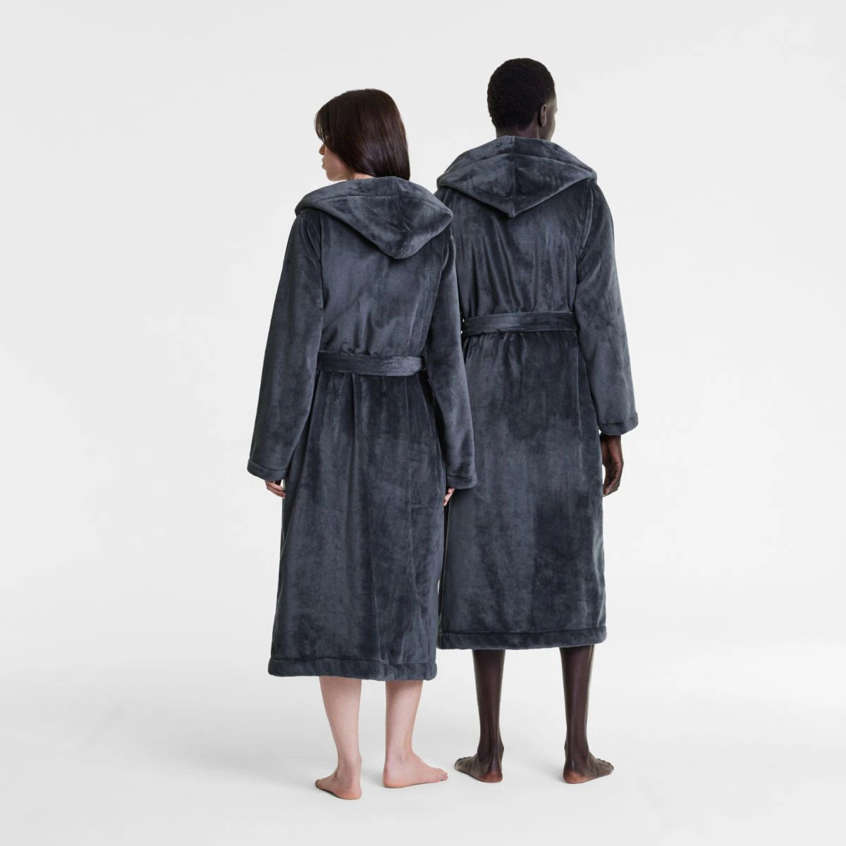 Sheridan CARBON Elemental Hooded Plush Robe - Ultra Soft Fleece Bathrobe for Women & Men, Perfect for Spa, Lounge & Winter Warmth