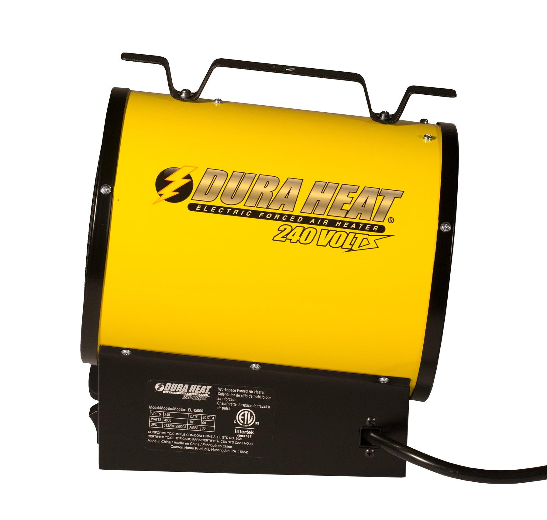 Dura Heat 240V Electric Forced Air Garage Heater with Overheat Protection - Medium Size, Yellow - Perfect for Workshop, Warehouse & Industrial Space Heating