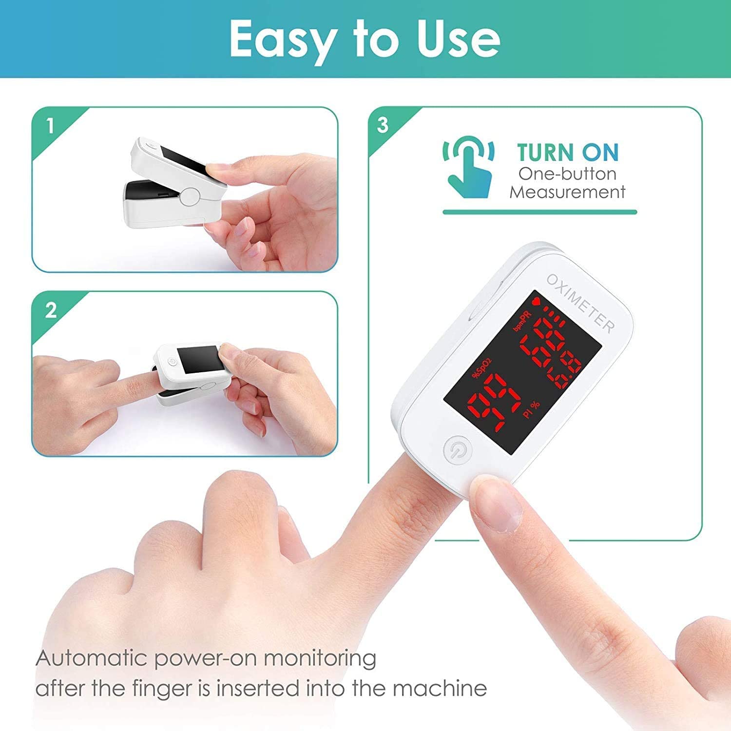 2025 Pulse Oximeter - FDA & CE Approved Finger Oxygen Monitor with Heart Rate & SpO2 Tracking - Professional Medical Grade Blood Oxygen Saturation Monitor for Hospitals, Doctors & Nurses - Includes Batteries - Perfect for Home Health Monitoring, Fitness Training & High-Altitude Activities
