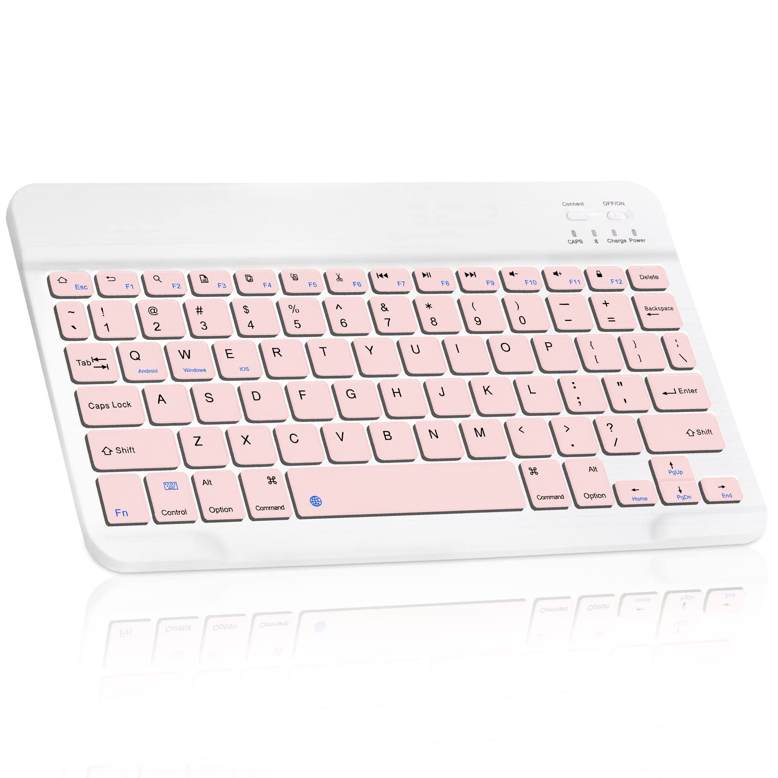 Ultra-Slim Bluetooth Rechargeable Wireless Keyboard Compatible with vivo Y30, iPad, iPhone, Android Tablets, Smartphones & Windows PC - Stone Grey | Perfect for Office Work, Home Use & Travel Typing