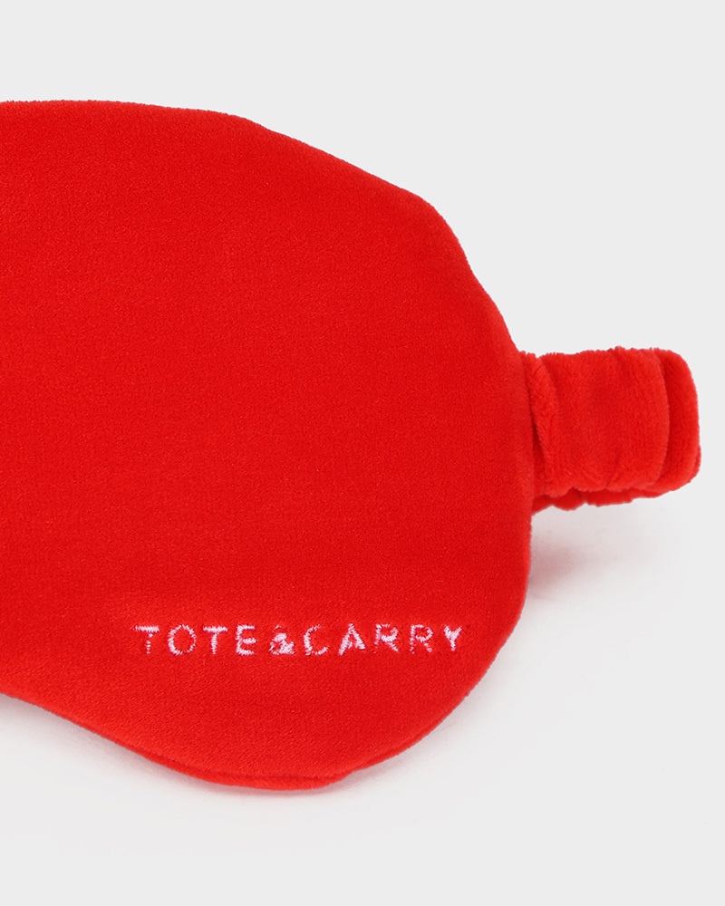 Apollo 1 Neck Pillow and Eye Mask Travel Set - Soft Memory Foam Support for Airplane, Car & Office - Red Sleep Accessories for Long Flights & Naps