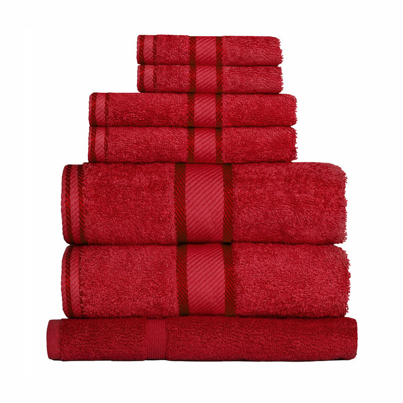 Premium 100% Cotton Bath Towel Set - 7pc Soft Absorbent Red Towels for Spa, Bathroom & Beach | Luxury Hotel Quality Bath Sheets