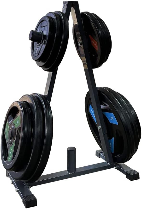 Tri-Grip Olympic Weight Plates Pair - 2-Inch Center Hole Rubber Coated Cast Iron Plates for Home Gym, CrossFit & Strength Training - Durable, Secure Grip & Floor Protection - Perfect for Deadlifts, Squats & Bench Press
