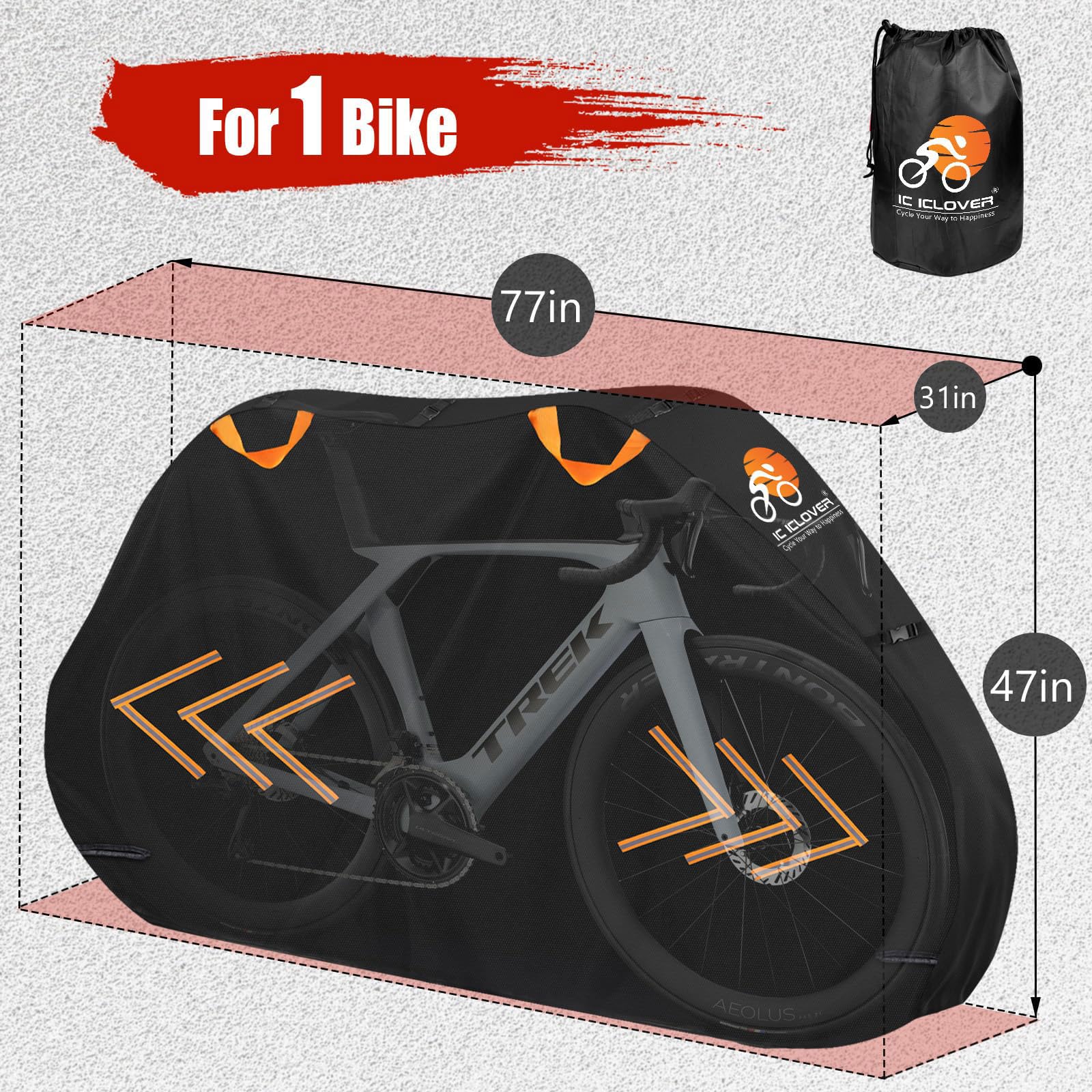 ICLOVER Waterproof Bike Cover for Car Rack - Heavy Duty 600D Oxford Fabric Bicycle Transport Cover for 1 Bike - Universal Fit for Rear Bike Rack & Hitch Mount - Perfect for Road Trips, Camping & Outdoor Storage