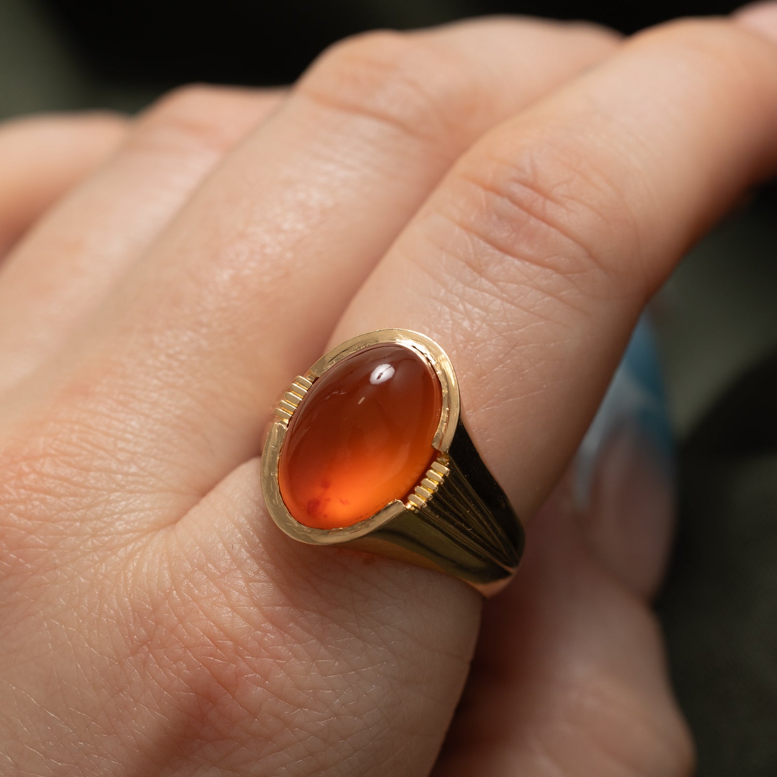 7.60ct Carnelian Textured Cocktail Ring - Size 9 | Handmade Boho Statement Jewelry for Women | Perfect for Parties, Weddings & Special Occasions