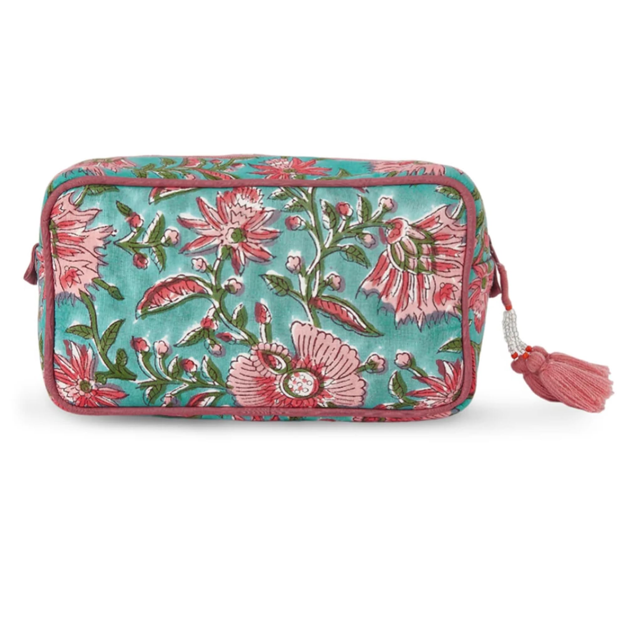 Large Waterproof Travel Makeup Bag for Women - Spacious Cosmetic Organizer with Water-Resistant Lining - Portable Toiletry Pouch for Makeup Essentials (Green & Pink Floral) - Perfect for Vacation, Gym & Daily Use