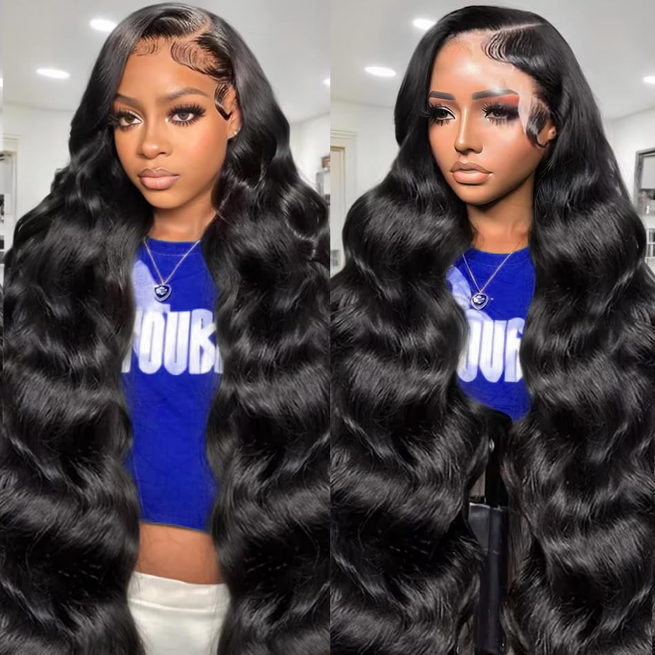30 Inch Brazilian Virgin Human Hair Lace Front Wig - 200% Density 13x6 HD Transparent Pre-Plucked Glueless Body Wave Wig for Women (Natural Black) | Perfect for Daily Wear, Parties, Cosplay & Special Occasions