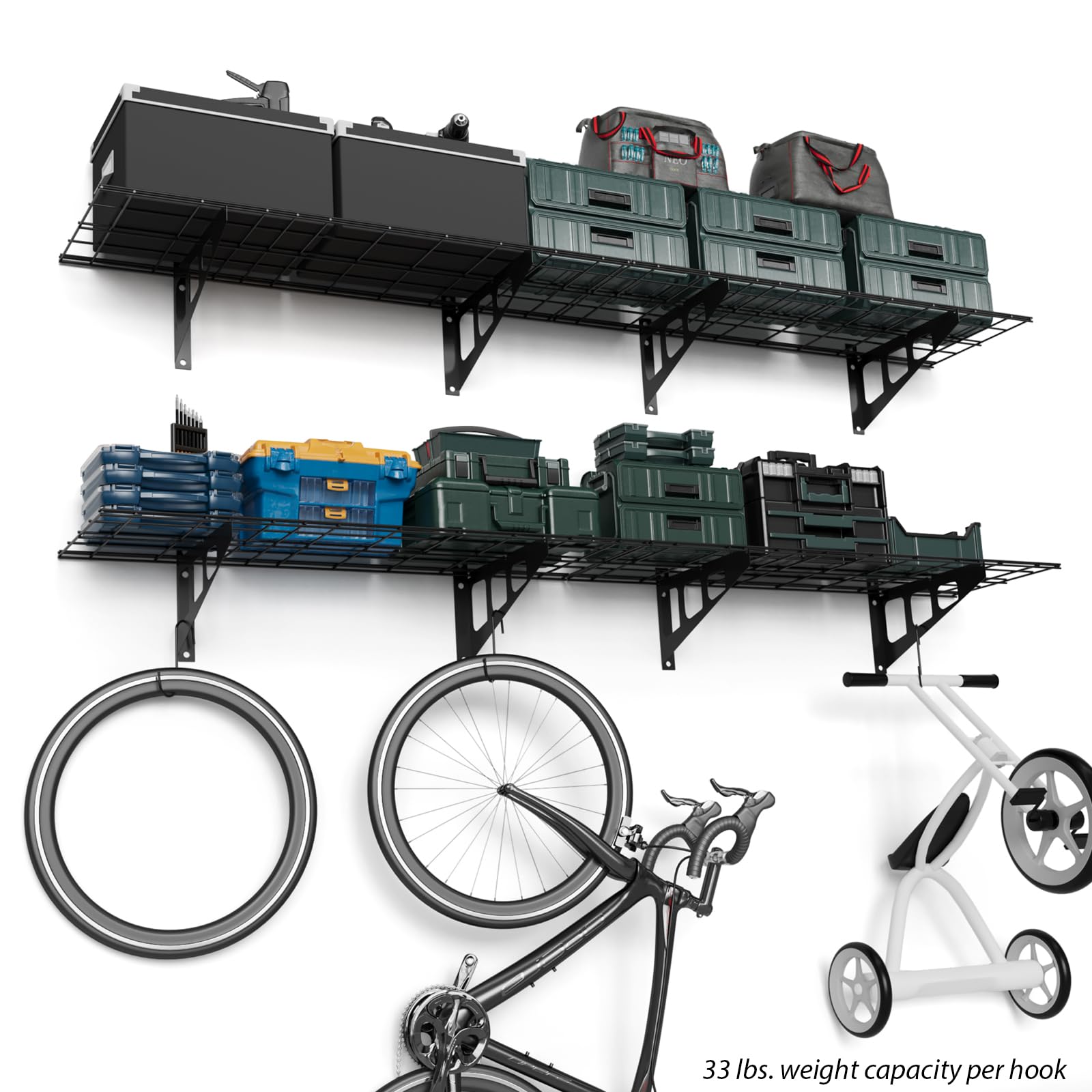 GARVEE 2 Pack 1x6ft Heavy Duty Wall Mounted Garage Shelves - 600lbs Capacity Floating Storage Rack for Garage Organization, Workshop & Home Storage - Perfect for Tools, Sports Equipment & Seasonal Items
