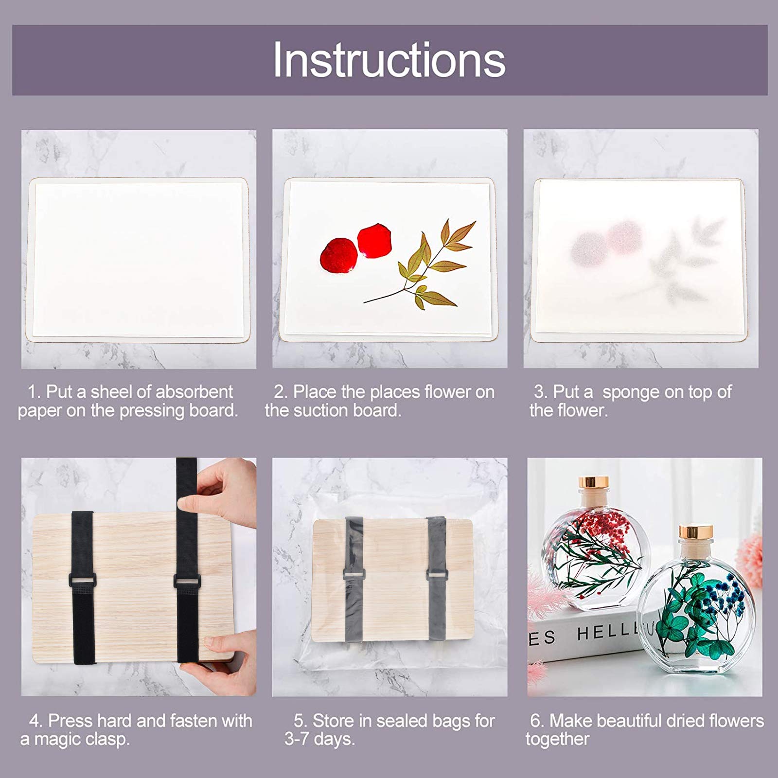 WANDIC A5 Thickened Wooden Flower Press Kit - DIY Plant & Leaf Pressing Book for Art, Handmade Crafts, Specimen Collection - Perfect for Adults & Craft Lovers (Ideal for Scrapbooking, Nature Journaling & Botanical Art Projects)
