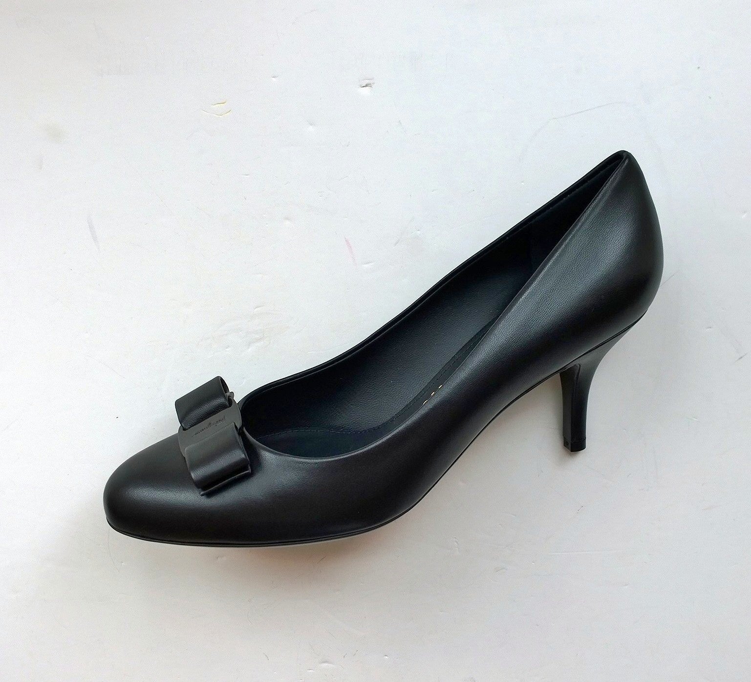 Ferragamo Carla Vara Black Leather Bow Heels - Women's Luxury Dress Pumps for Wedding, Party & Formal Events
