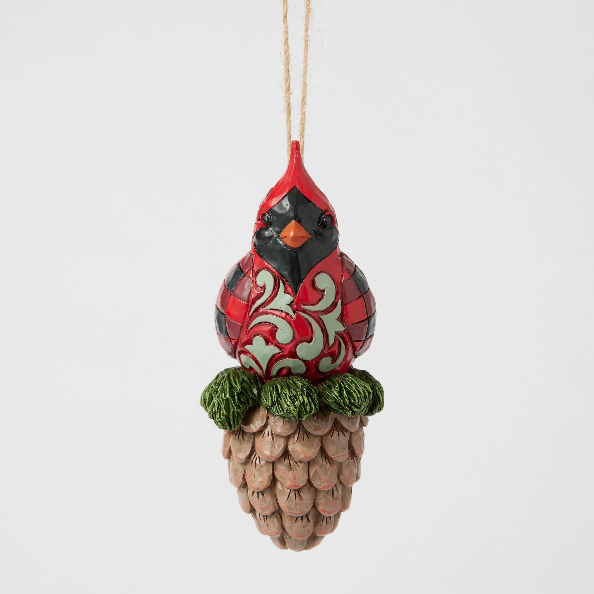Highland Glen Cardinal Pine Ornament - Handmade Christmas Tree Decor for Holiday Home Decoration - Perfect for Xmas Gifts, Fireplace Mantel, and Winter Wonderland Displays