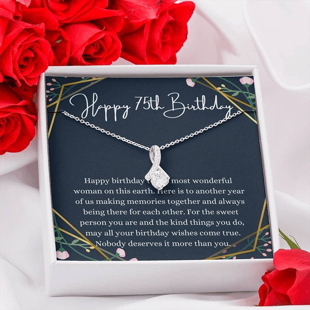 **Personalized Handmade Message Card Jewelry Necklace - 75th Birthday Gift for Her, Women, Friend | Thoughtful Keepsake for Anniversaries, Mother's Day & Special Occasions**