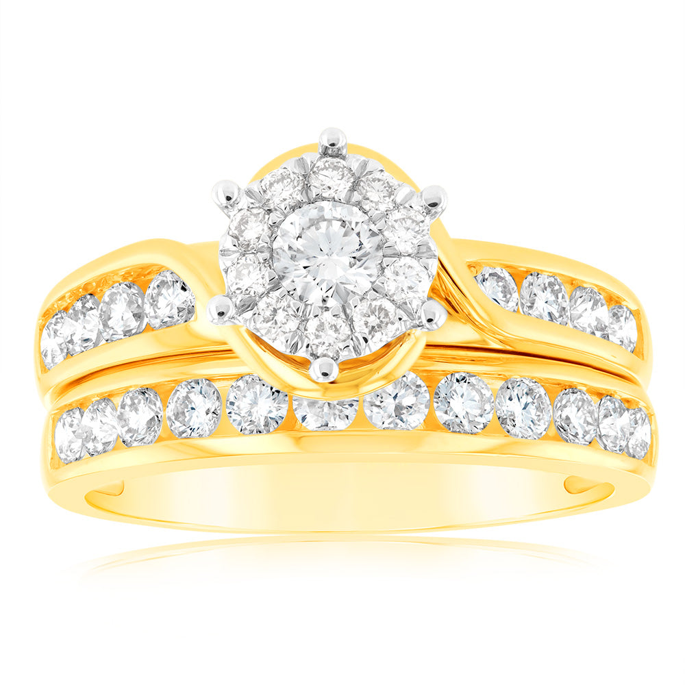 1 Carat Diamond Engagement & Wedding Ring Set in 9K Yellow Gold - Perfect for Proposals, Anniversaries & Bridal Jewelry Gifts
