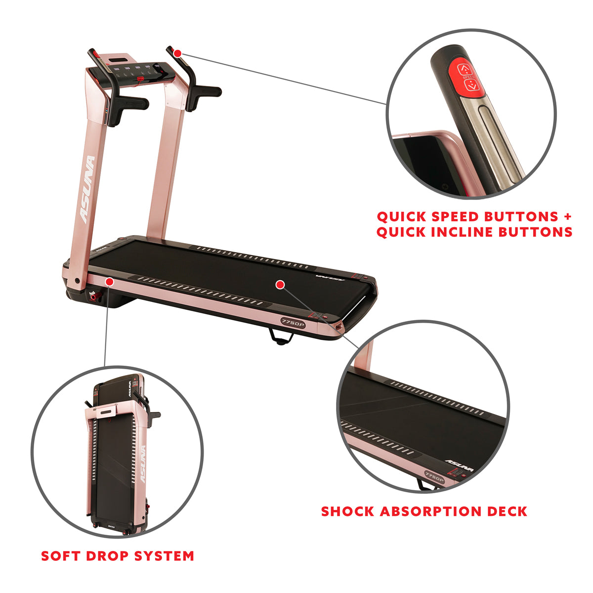 SpaceFlex Pink Foldable Treadmill with Auto Incline - Wide Running Deck for Home Gym, Cardio Workout & Small Spaces | Perfect for Apartment Fitness & Women's Home Exercise