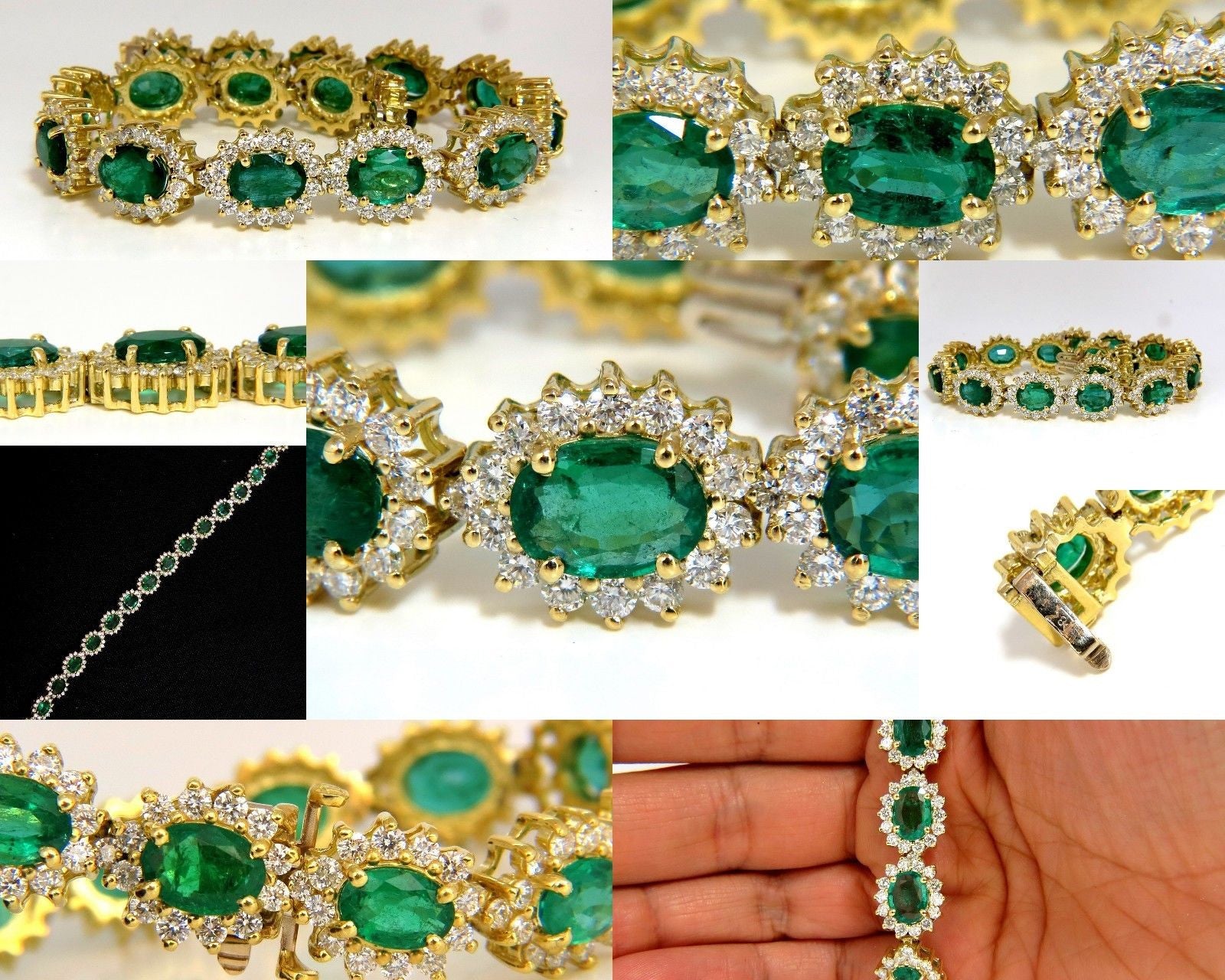 30.26CT Natural Zambia Vivid Green Emerald Diamond Bracelet - 8.5 Inch Luxury Jewelry for Women, Perfect for Weddings, Parties & Special Occasions