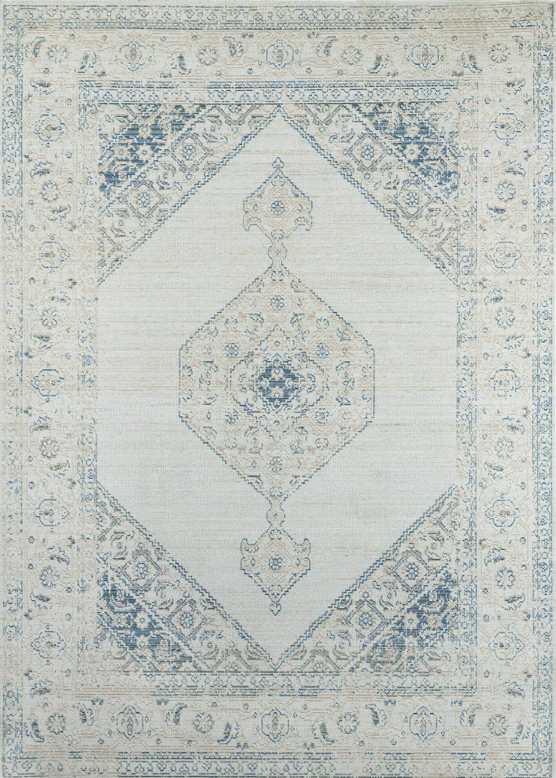 Nolita Rugs Bilboa Polyester Blue Area Rug 4' X 6' - Soft Non-Slip Living Room Carpet for Bedroom, Dorm & Office Decor