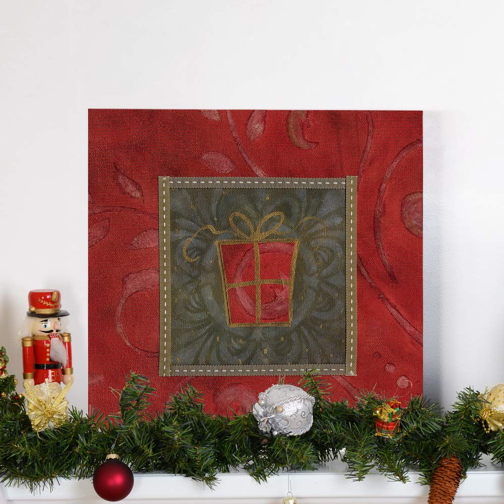 Renditions Gallery Christmas Canvas Wall Art - Holiday Décor with Joy, Tidings, Yule & Love - Festive Tinsel & Cookies Design - 24X24 Inches - Perfect for Living Room, Bedroom & Holiday Home Decor