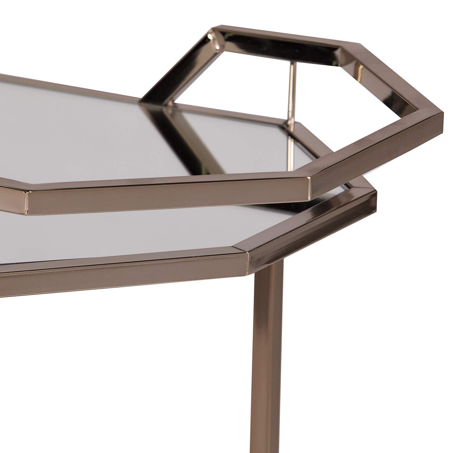 SEI Furniture Ari Art Serving Cart with Mirror - Champagne Gold - Rolling Bar Cart for Kitchen, Living Room, or Dining Room - Perfect for Entertaining, Storage, and Home Decor (AMZ1102ZH)