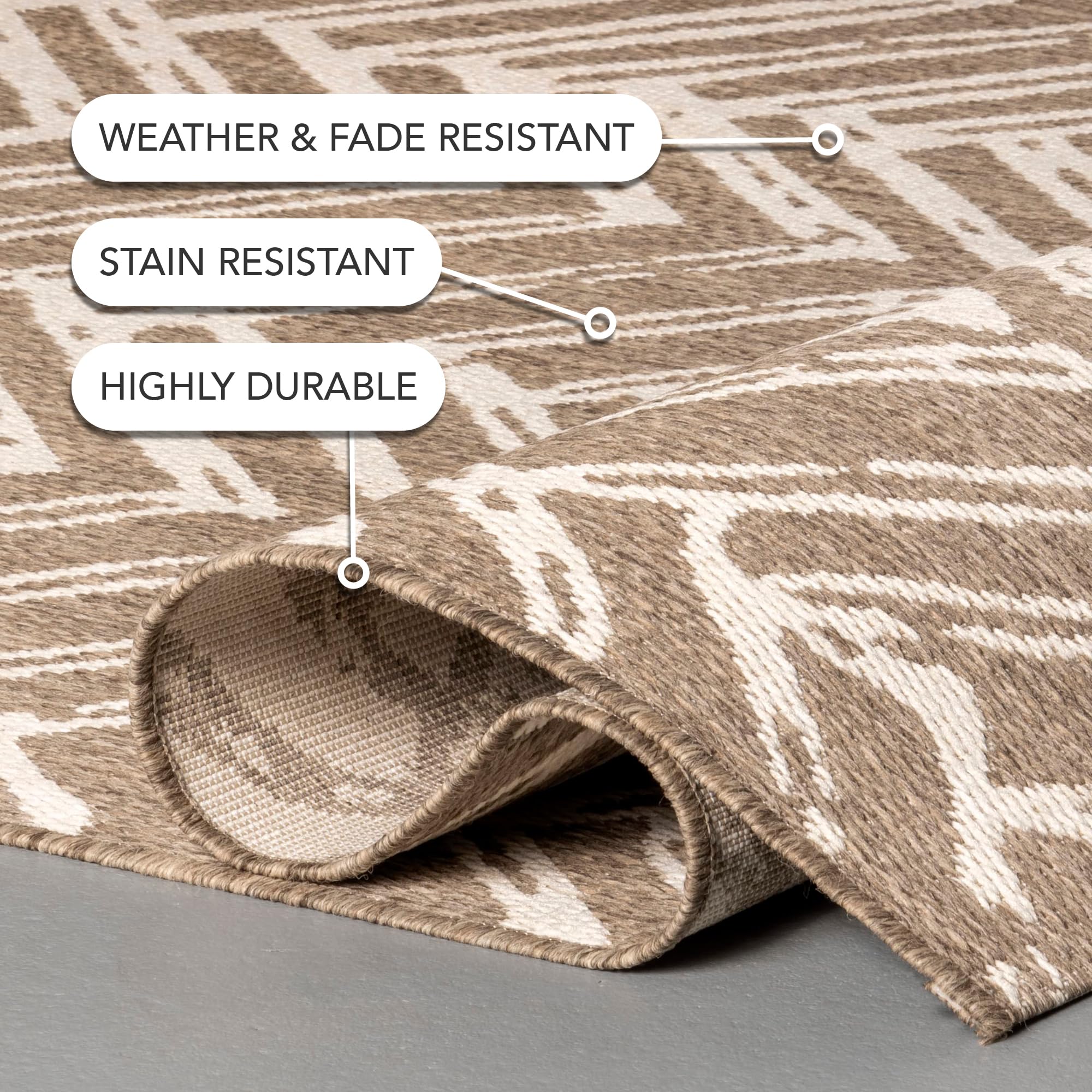 nuLOOM 6' x 9' Outdoor Performance Area Rug - OEKO-TEX Certified, Weather & Fade Resistant, High-Traffic Durable - Perfect for Patio, Deck, Balcony & Poolside Use