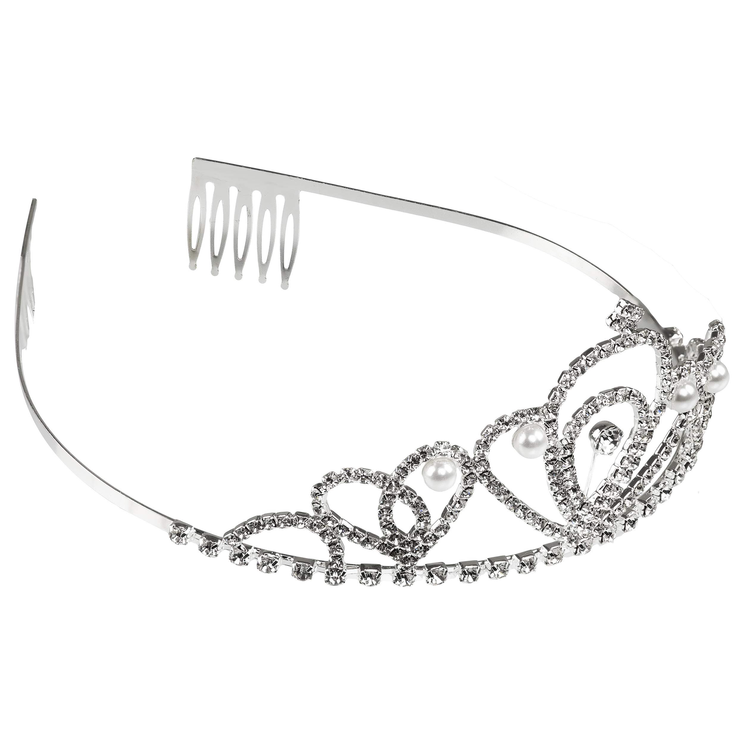 Satyam Kraft Silver Princess Tiara Headband for Women & Girls – Elegant Bridal Crown for Birthday, Wedding, Haldi, Mehendi, Valentine's Day & Special Occasions (1-Pack) | Perfect for Pageants, Photo Shoots & Fairy Tale-Themed Parties