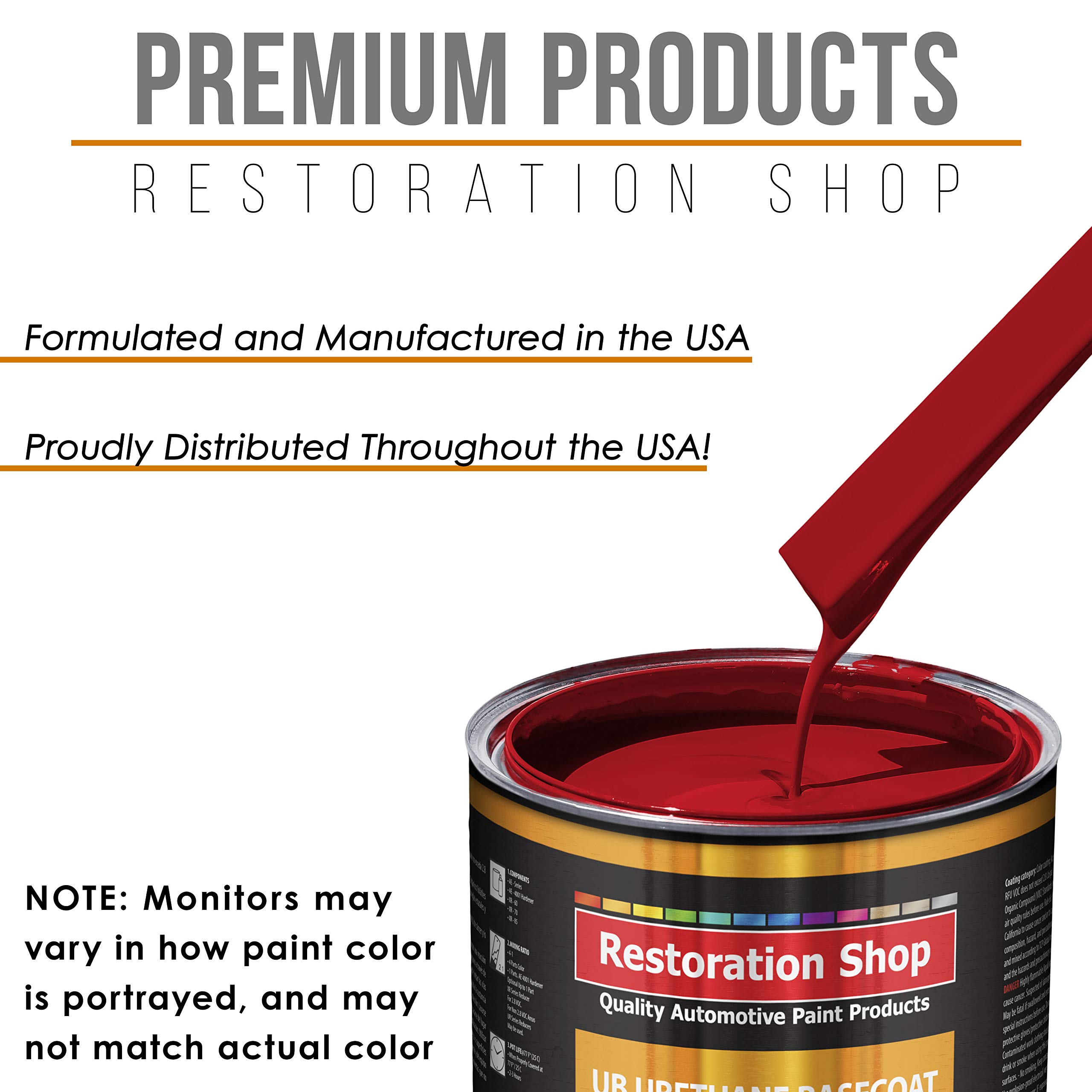 Restoration Shop - Jalapeno Bright Red Urethane Basecoat Auto Paint (1 Gallon) - Professional High Gloss Automotive Coating for Cars & Trucks - Perfect for Vehicle Restoration & Custom Paint Jobs
