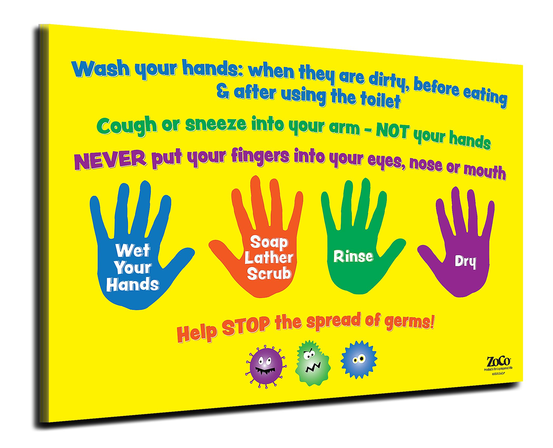 20 Pack Safety Magnets Hand Washing Posters for Kids - 12x18 Inch Laminated Pediatric Hygiene Signs - School Nurse Office Decor & COVID Classroom Supplies - Perfect for Bathrooms, Daycares & Healthcare Facilities