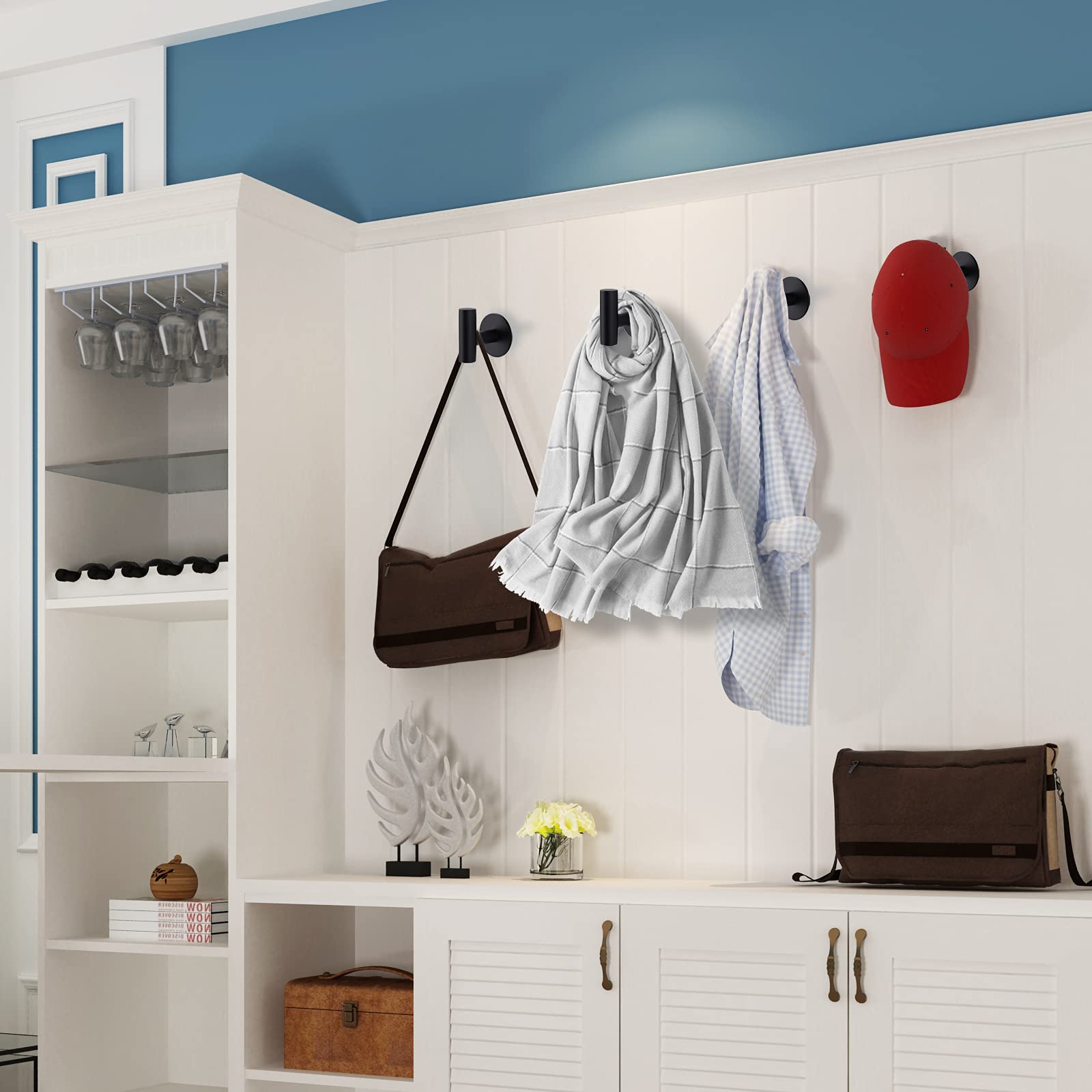 Heavy Duty Stainless Steel Adhesive Hooks - Waterproof Wall Hooks for Bathroom, Kitchen & Shower - Strong Adhesive Holders for Towels, Coats & Hanging Items - 2 Pack - Perfect for Home Organization & Space Saving