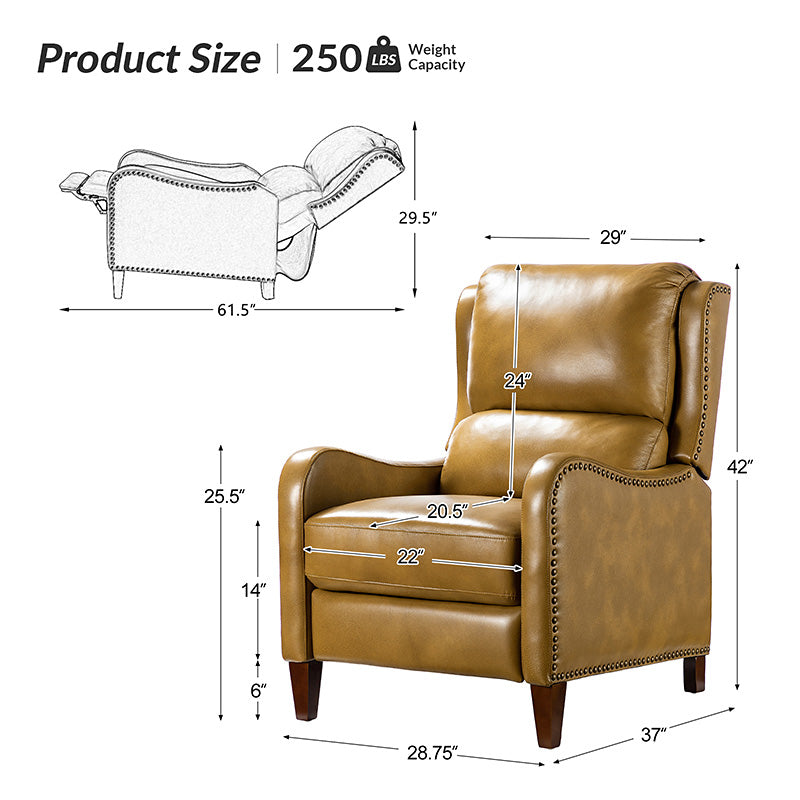 Deliat Genuine Leather Recliner Chair - Premium Comfort for Living Room, Home Theater & Office - Adjustable Footrest & Lumbar Support - Brown PU Leather Sofa for Relaxation & Entertainment