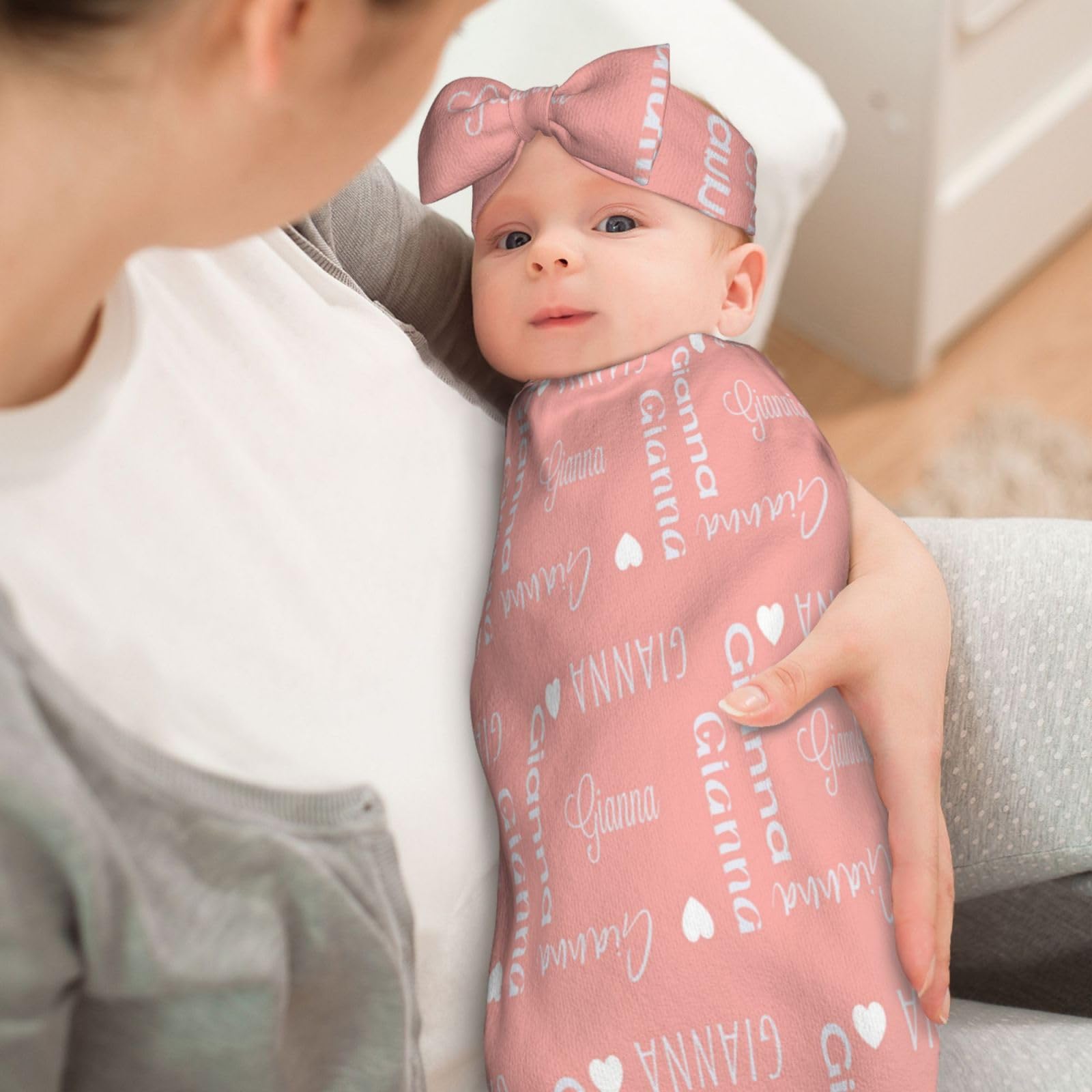 Custom Baby Swaddle & Hat Set with Name - Newborn Gift for Boys & Girls - Perfect for Photo Shoots & Gifting