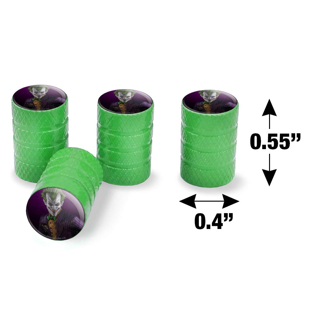 Batman Arkham Asylum Joker Themed Aluminum Valve Stem Caps - Car Wheel Accessories for DC Comics Fans (Set of 4) - Perfect for Customizing Your Vehicle, Motorcycle or ATV Rims