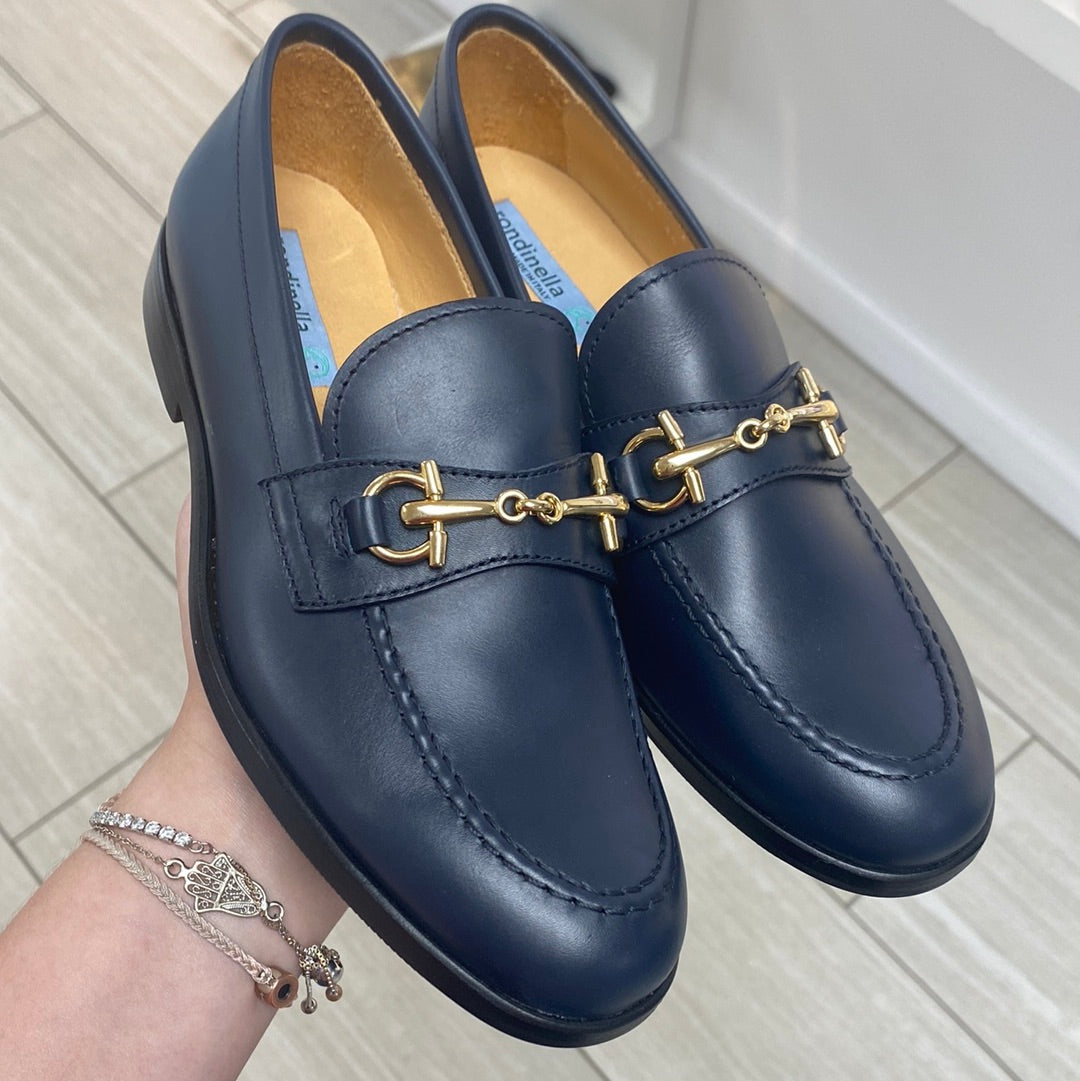 Rondinella Navy Blue Leather Buckle Dress Shoes for Men - Classic Formal & Business Attire - Perfect for Office, Weddings & Special Occasions