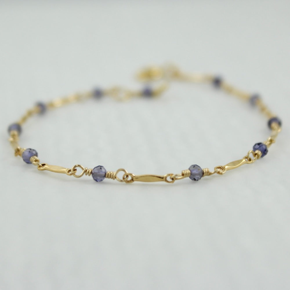 Dainty Dapped Bar & Gemstone Chain Bracelet for Women - Elegant Layering Jewelry for Everyday Wear, Gift Giving & Special Occasions