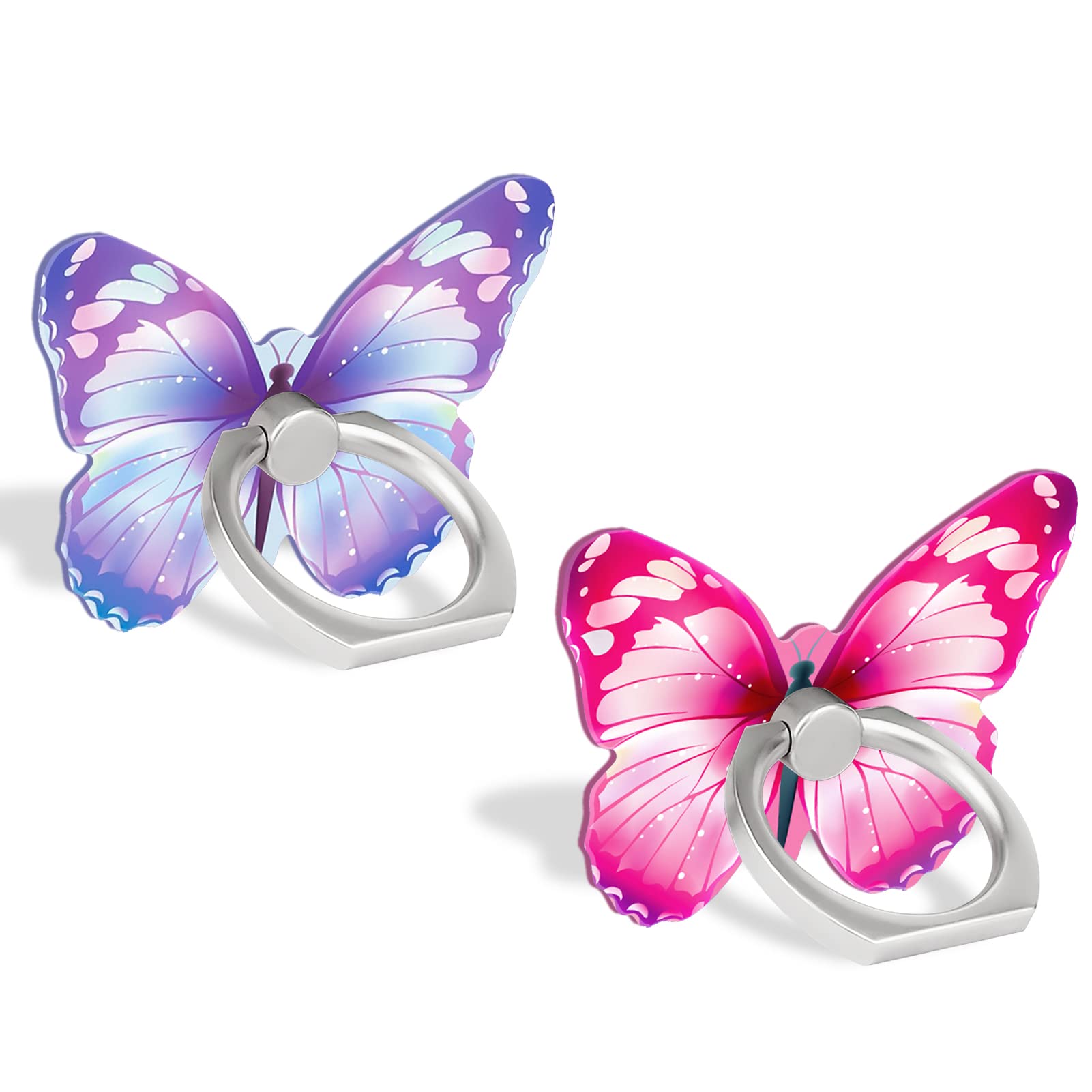 360° Rotating Metal Phone Ring Holder for iPhone Samsung - Pink & Purple - Perfect for Work & Travel