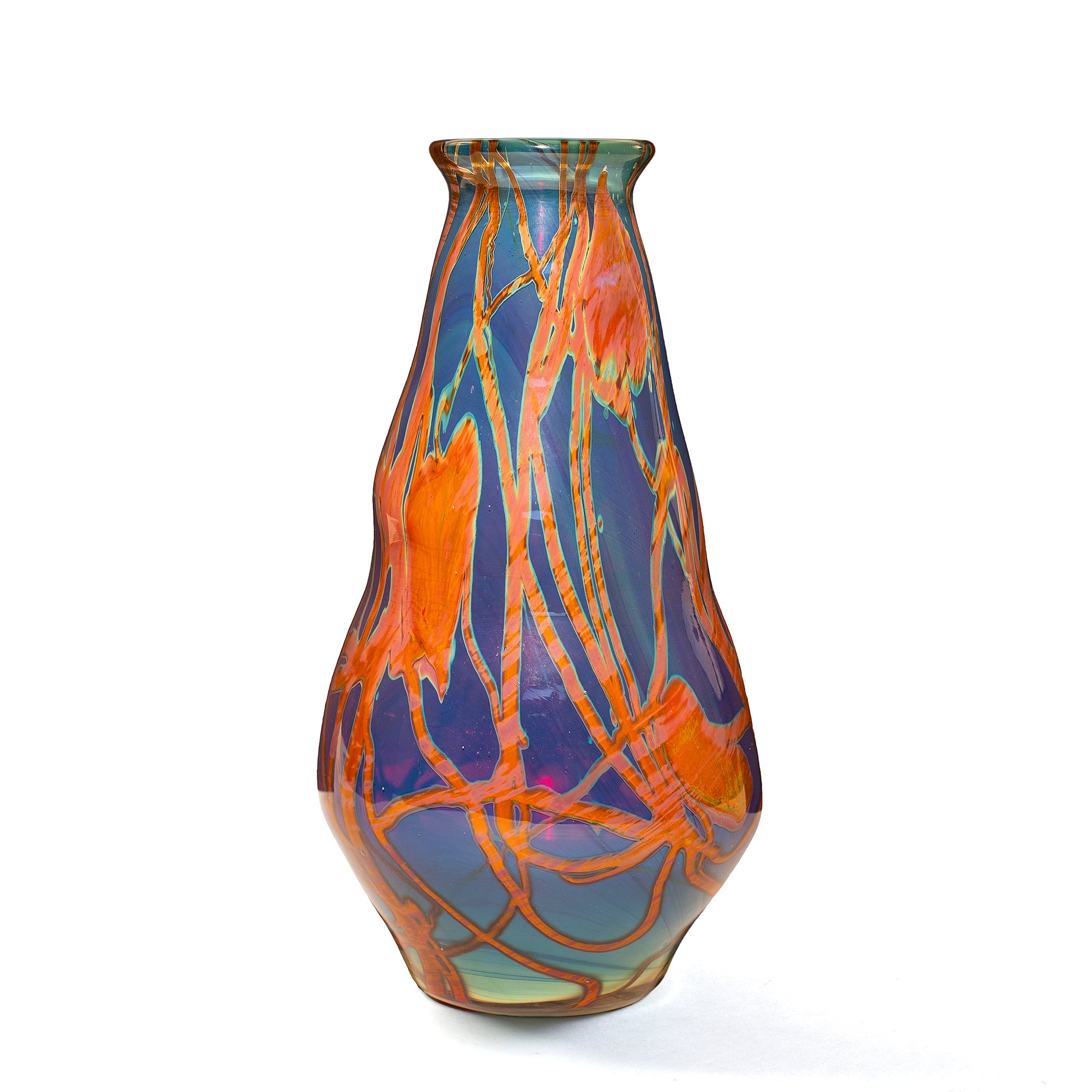 Tiffany Studios New York Leaf and Vine Reactive Glass Paperweight Vase - Elegant Home Decor for Living Room, Office Desk & Gift Giving