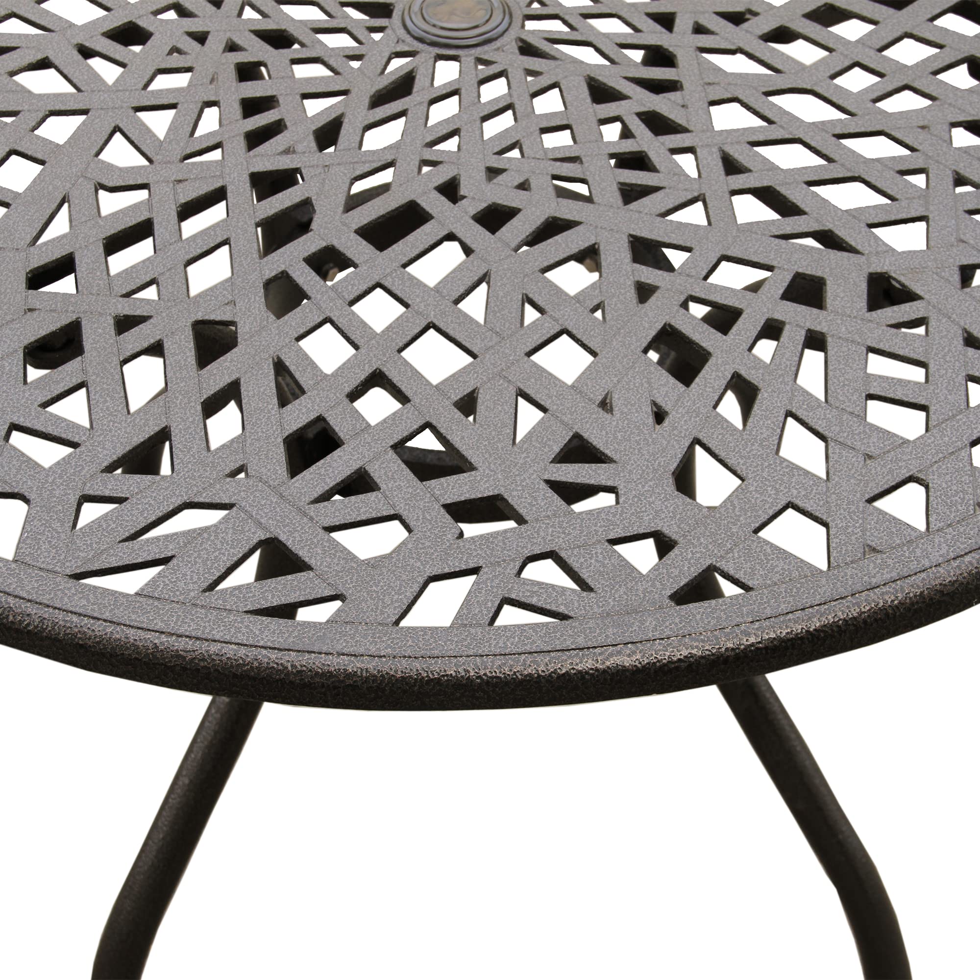 Oakland Living Modern Outdoor Mesh 48-inch Aluminum Round Patio Dining Table - Brown Weather-Resistant for Backyard, Garden & Poolside Dining