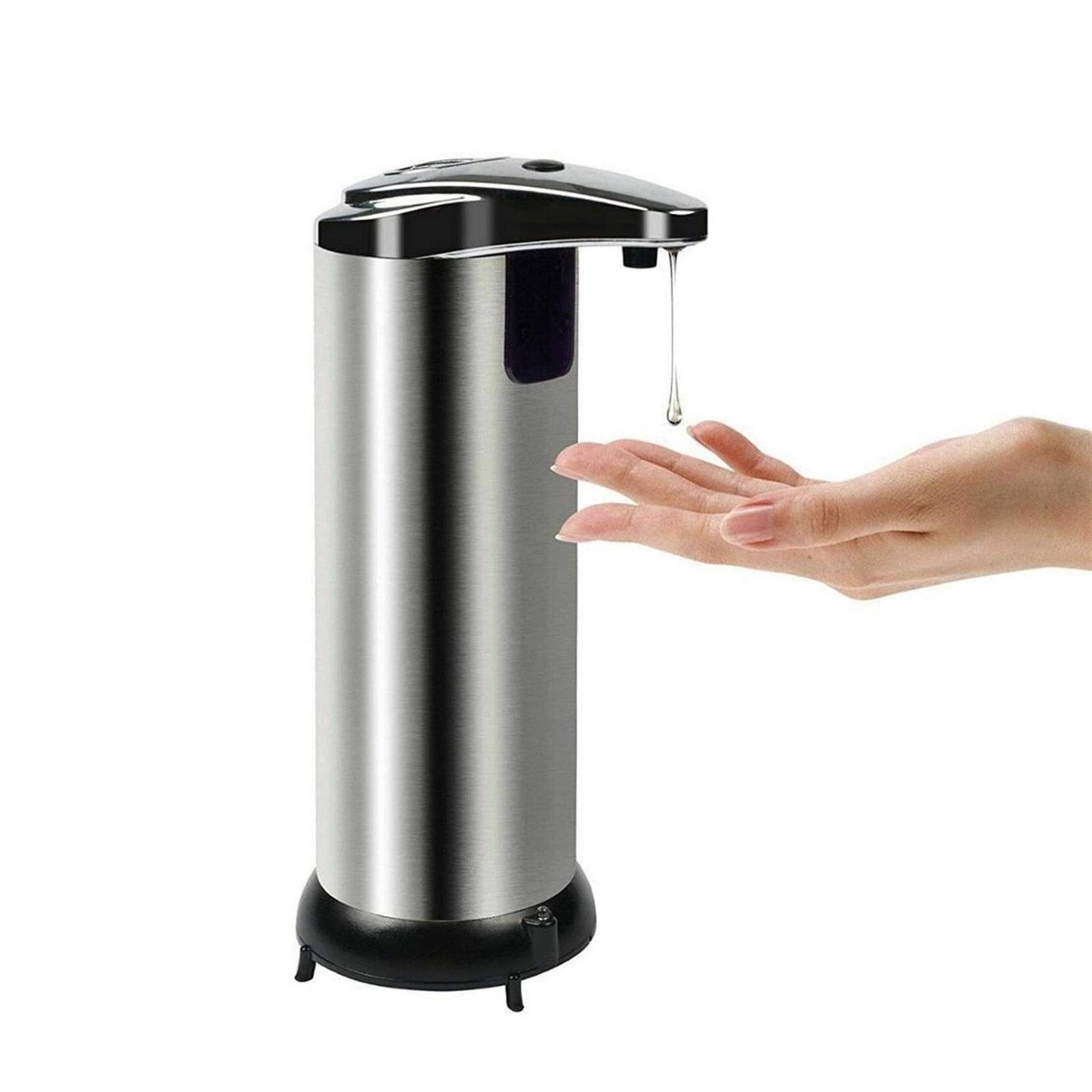 Automatic Touchless Gel Soap Dispenser with Motion Sensor - 250ml Battery Operated Hands-Free Soap Dispenser for Kitchen, Bathroom & Office - Black Waterproof Electric Gel Dispenser for Liquid Soap
