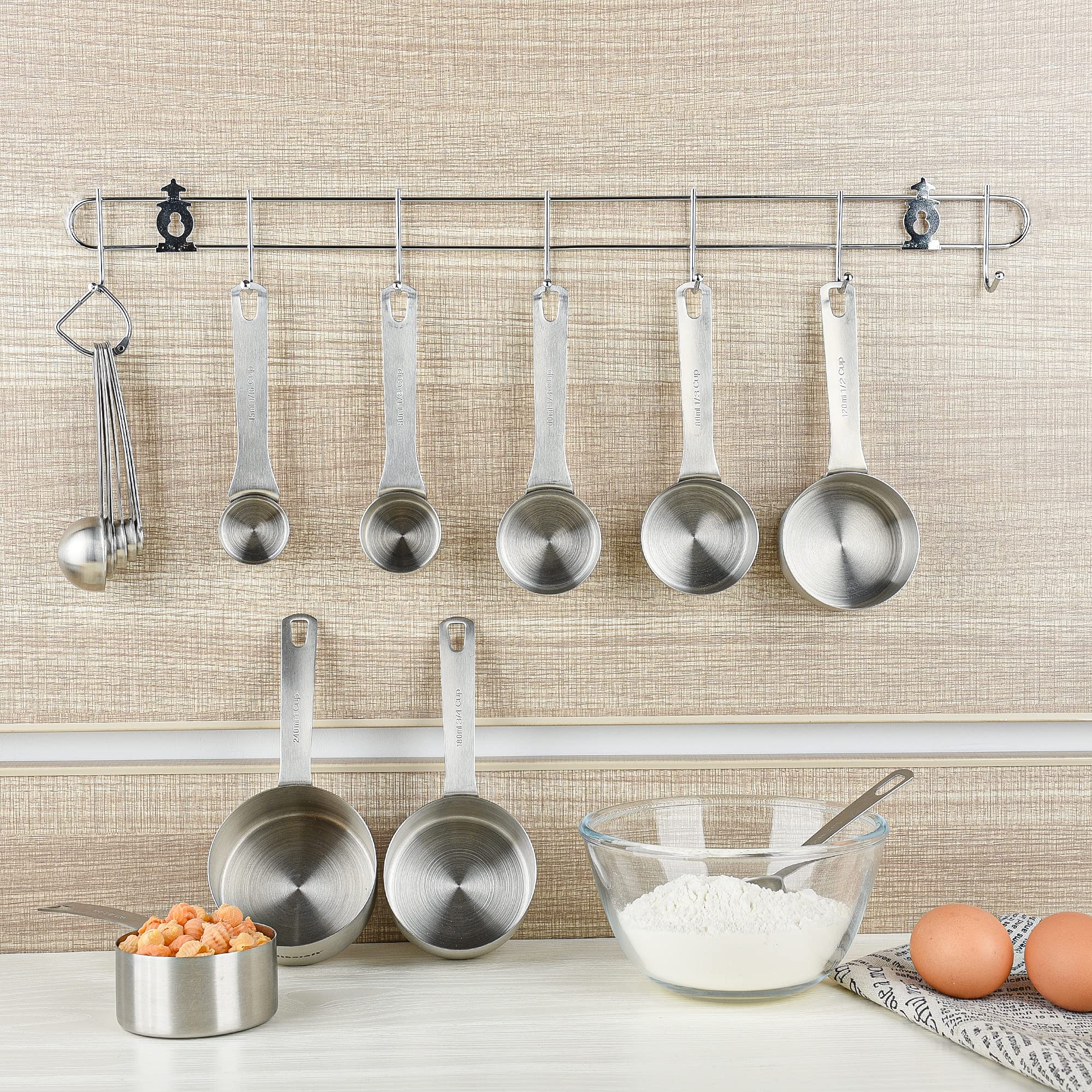 Premium 18/8 Stainless Steel Measuring Spoons Set of 9 with Leveler - Accurate Kitchen & Baking Measuring Tools for Cooking, Baking, Coffee, Tea, and Spices - Dishwasher Safe