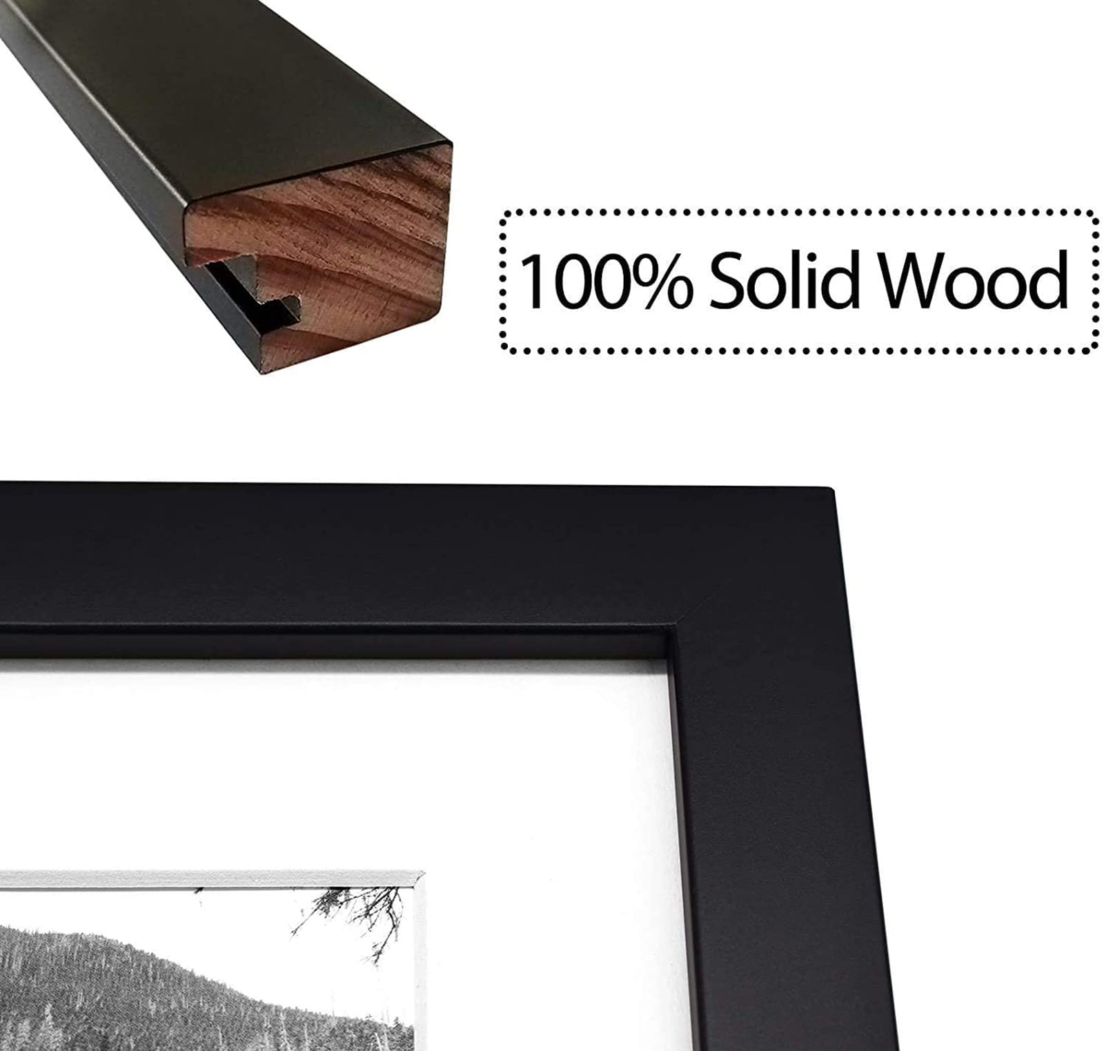 Golden State Art 12x16 Black Wood Picture Frame with 13 Opening White Mat - Holds One 5x7 Photo and Twelve 2.5x3.5 Pictures - Collage Photo Frame with Real Glass - Perfect for Displaying Trading Cards, Family Photos, and Artwork - 2 Pack Wall Decor for Living Room, Bedroom, or Office