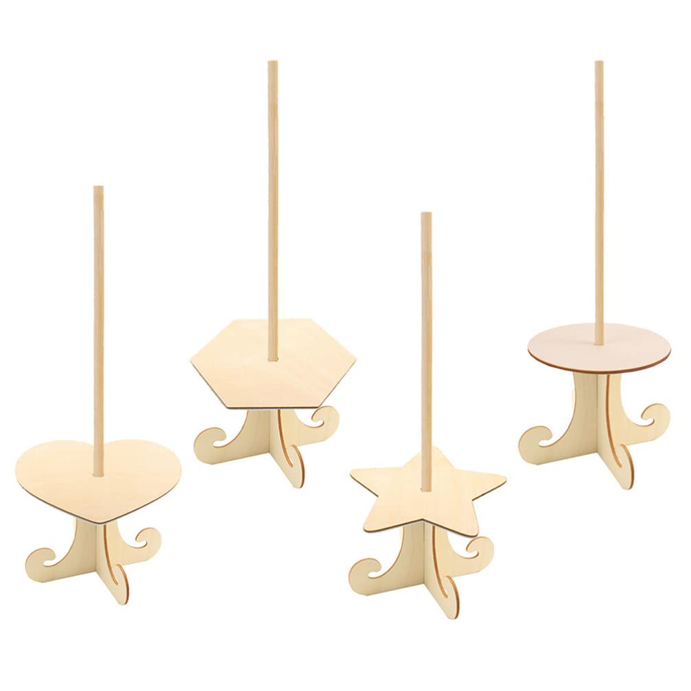4-Piece Wooden Donut Stand Set - Rustic Doughnut Display Rack for Bakeries, Cafes & Home Kitchens - Perfect for Donut Showcase, Dessert Table Decor & Party Serving Tray