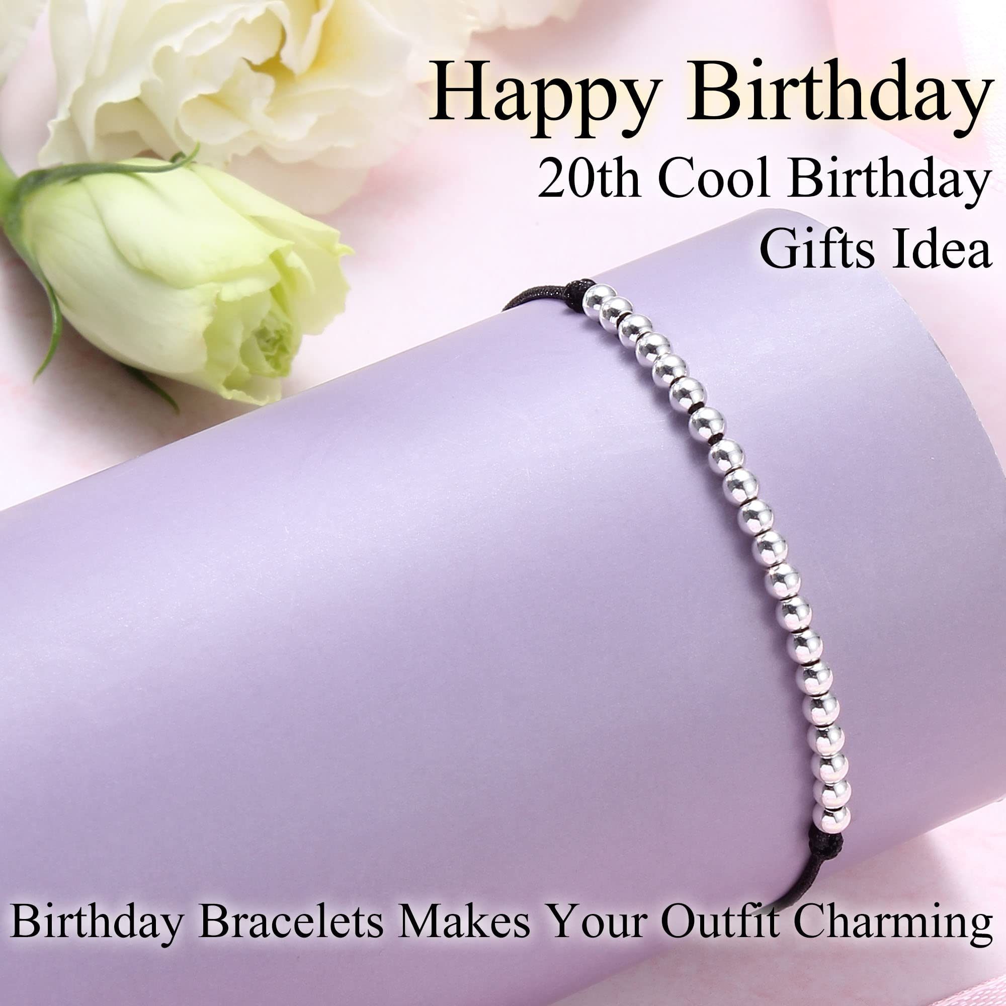 Birthday Bracelets for Women - Adjustable Beaded Link Bracelet Gift for Teen Girls, Daughter, Wife, Sister & Best Friend - Silver, Gold & Rose Gold Jewelry (14th to 35th Birthday) - Perfect for Christmas, Anniversaries & Special Occasions