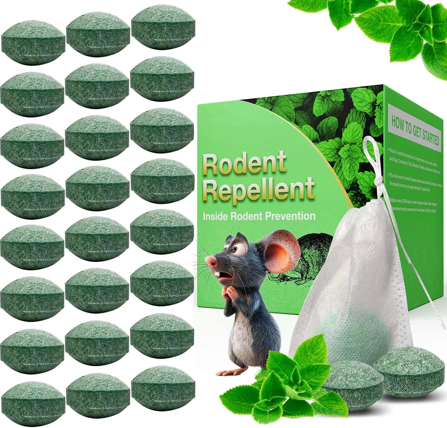 2025 Upgraded 12Pcs Peppermint Oil Mouse Repellent Balls - Natural Rodent Deterrent for Rats, Mice & Insects | Safe for Humans & Pets | Effective Pest Control for Ants, Bugs, Spiders | Ideal for Home, Garage, Basement & Storage Areas