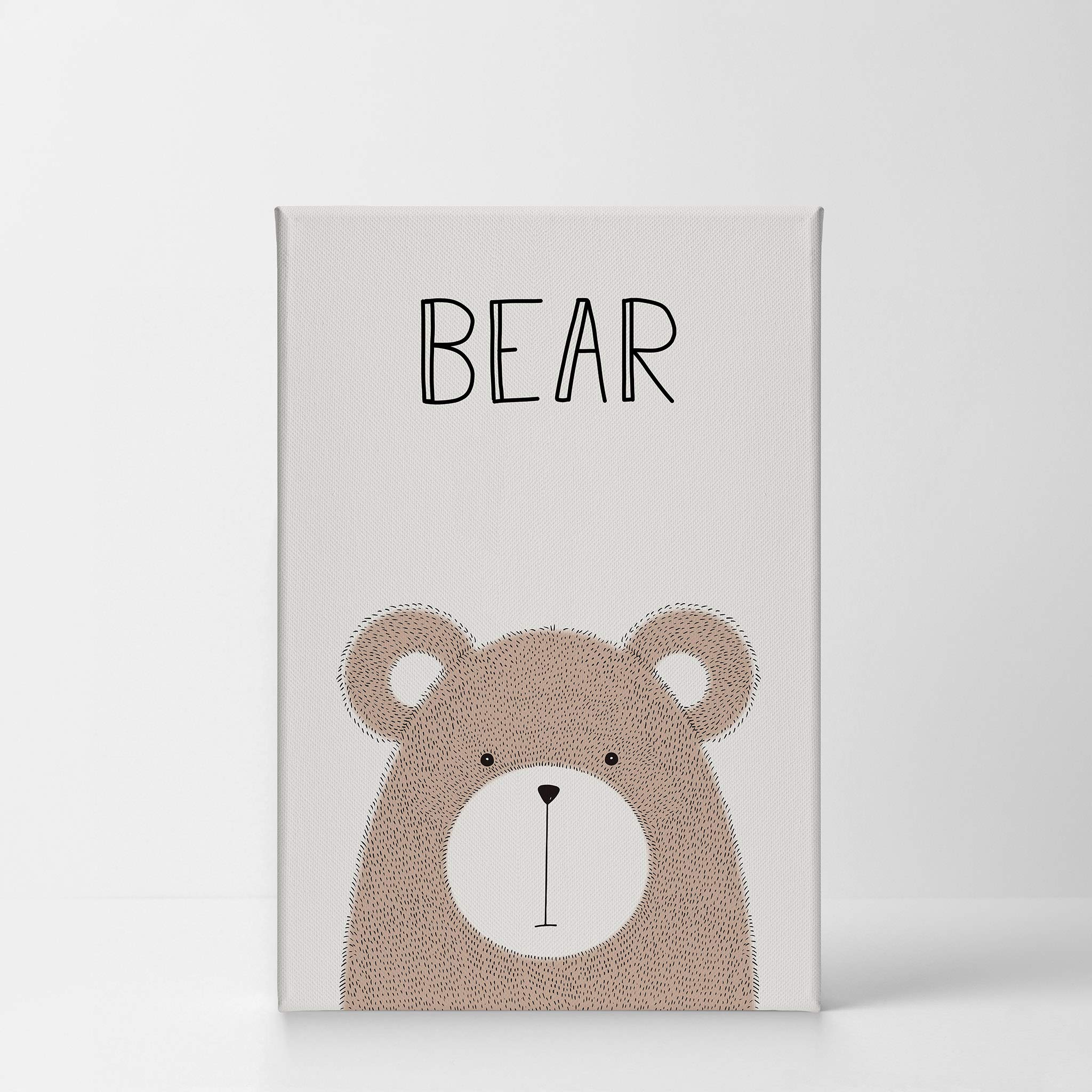 Pretty Bear Painting and Lettering Cream Background Canvas Print - 40x30 Inch Nursery Wall Art for Baby & Kids Room Decor - Made in USA | Perfect for Nursery, Bedroom, Playroom & Gift Giving