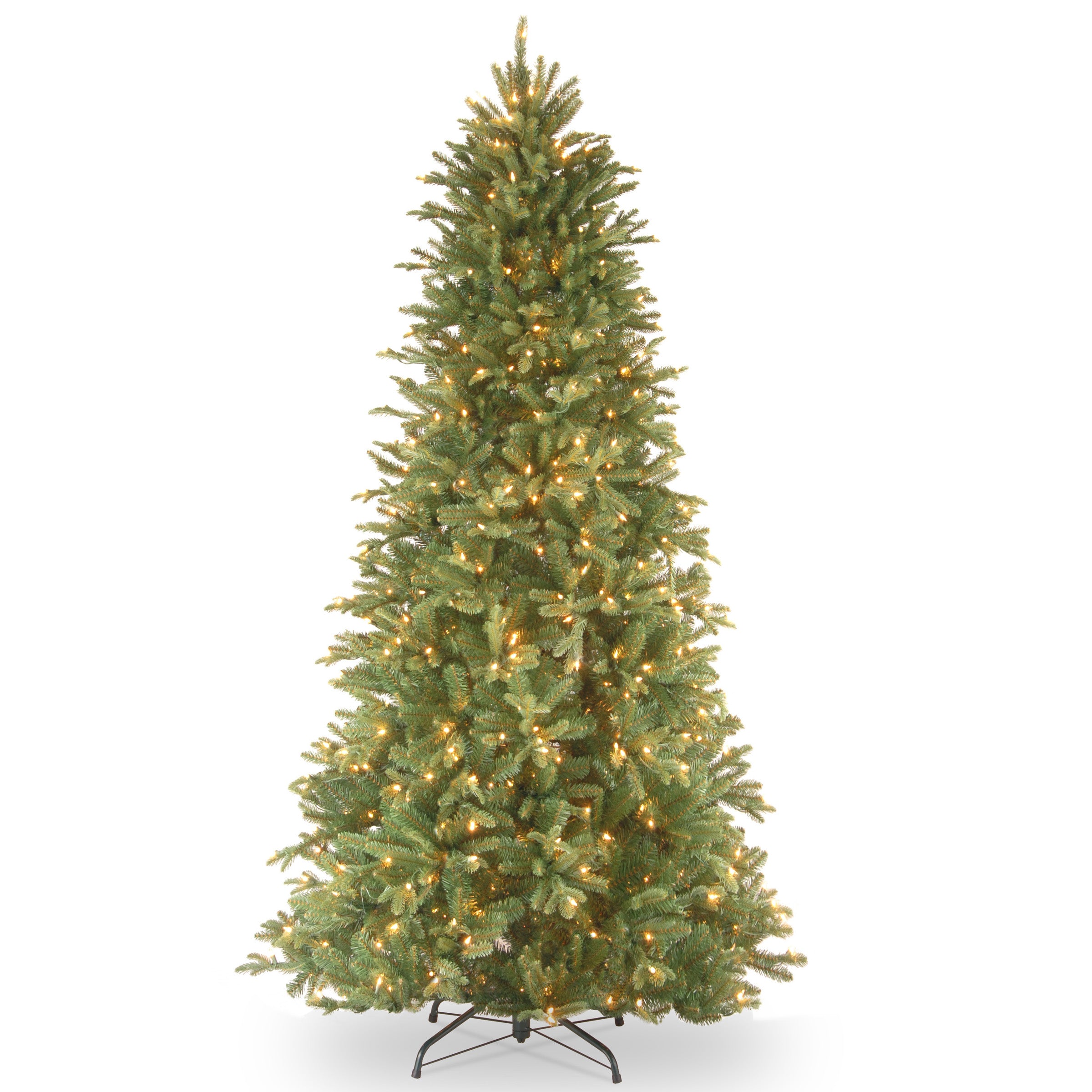 7.5 ft Pre-Lit Tiffany Fir Slim Christmas Tree with 500 Clear LED Lights - Perfect for Small Spaces, Apartments & Holiday Decor