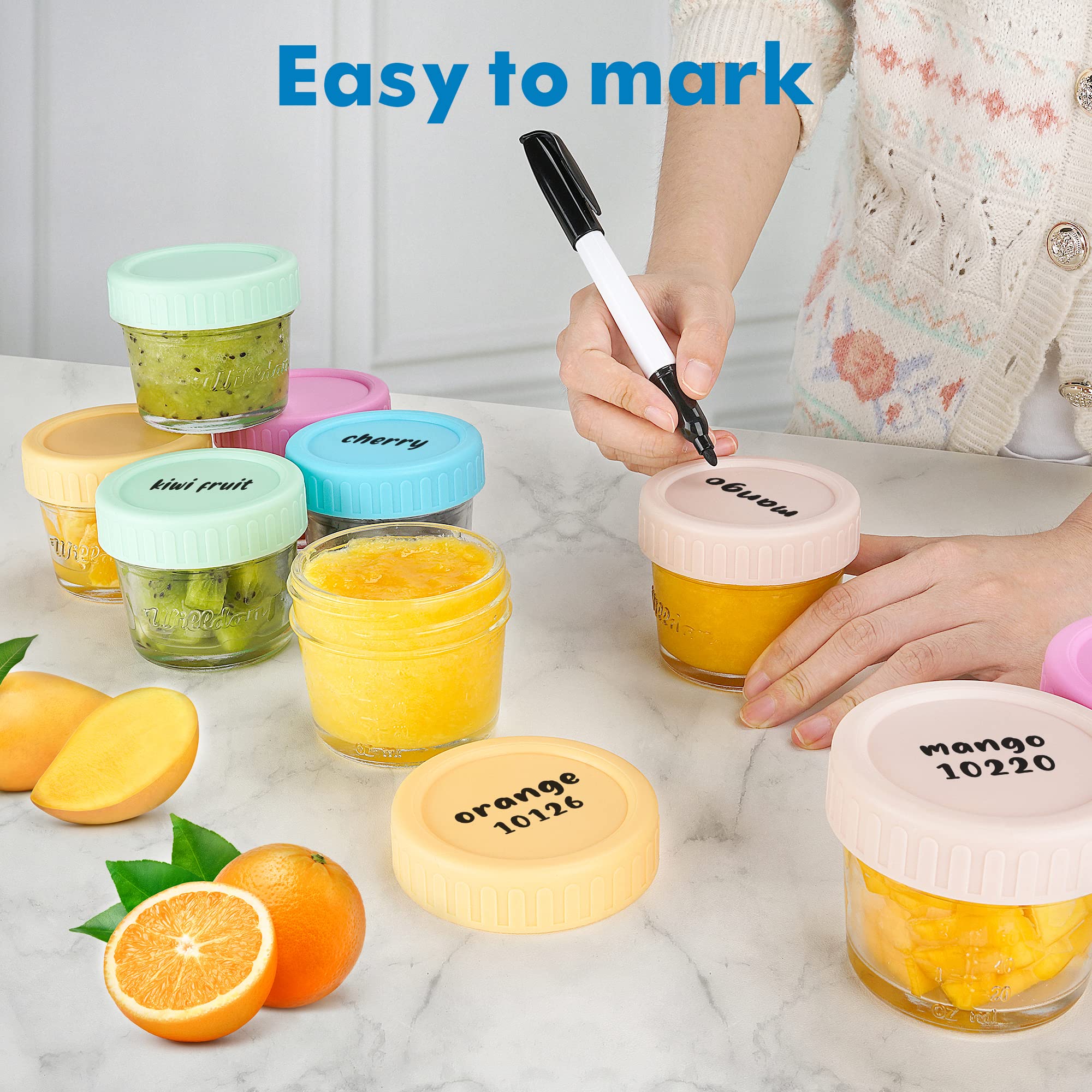 24-Pack 4 oz Glass Baby Food Storage Jars with Lids - Reusable Small Containers for Snacks, Puree & Breast Milk - Freezer, Fridge, Microwave & Dishwasher Safe - Perfect for Infant Meals, Daycare & On-the-Go Parenting