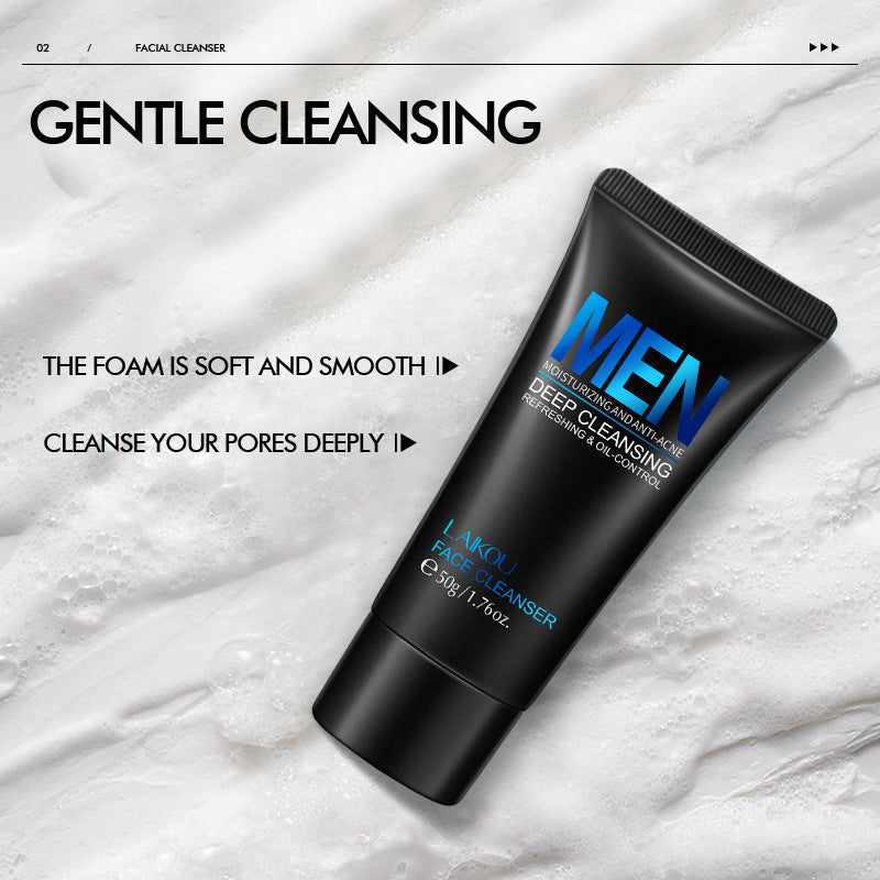 Men's Skincare Facial Cleansing Scrub - 50g Deep Pore Cleanser for Acne & Blackheads | Perfect for Daily Face Wash Routine & Travel