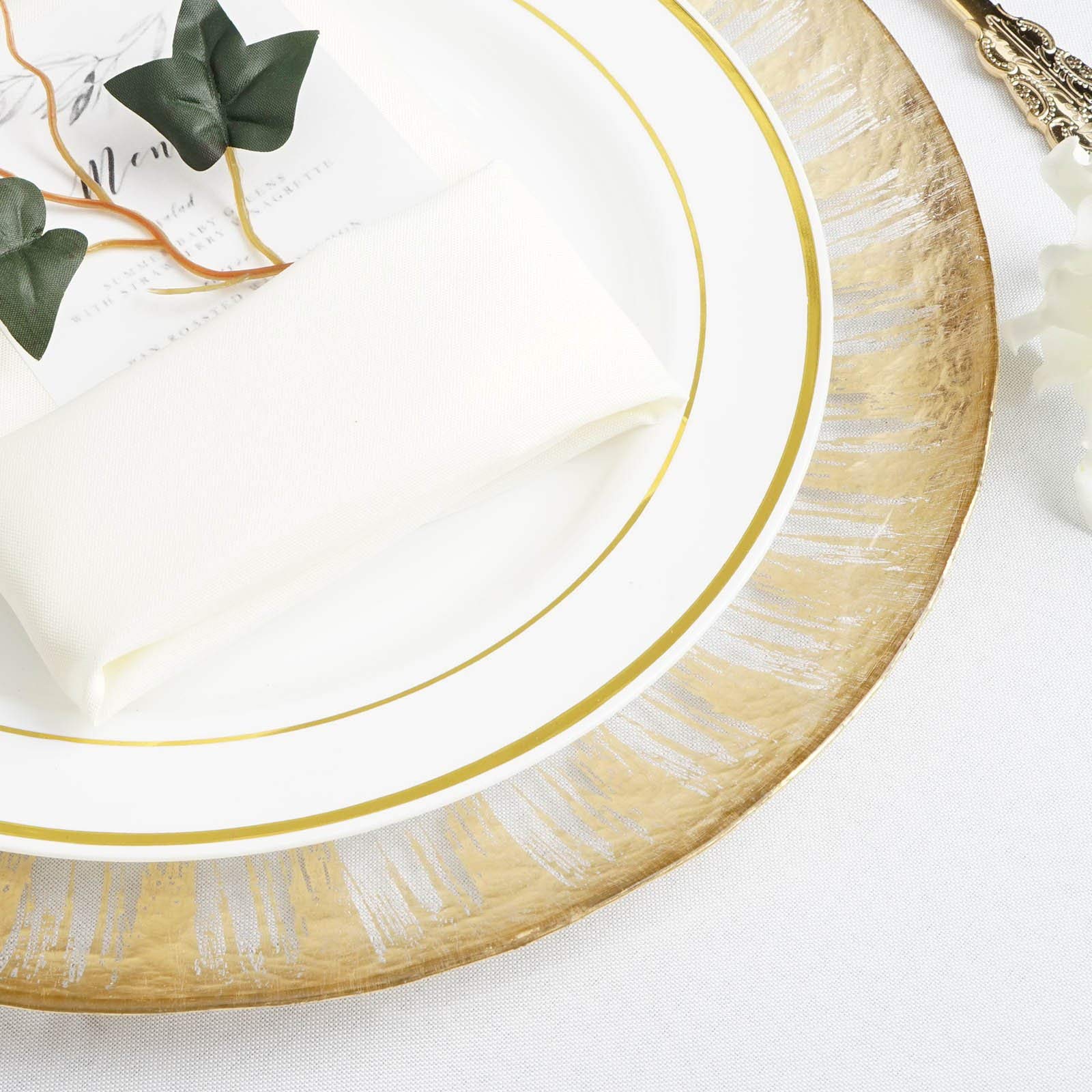 Premium Glass Charger Plates with Gold Rim - Elegant Dinner Plate Chargers for Weddings & Formal Events - Set of 8 - Perfect for Table Decor, Holiday Dinners & Special Occasions